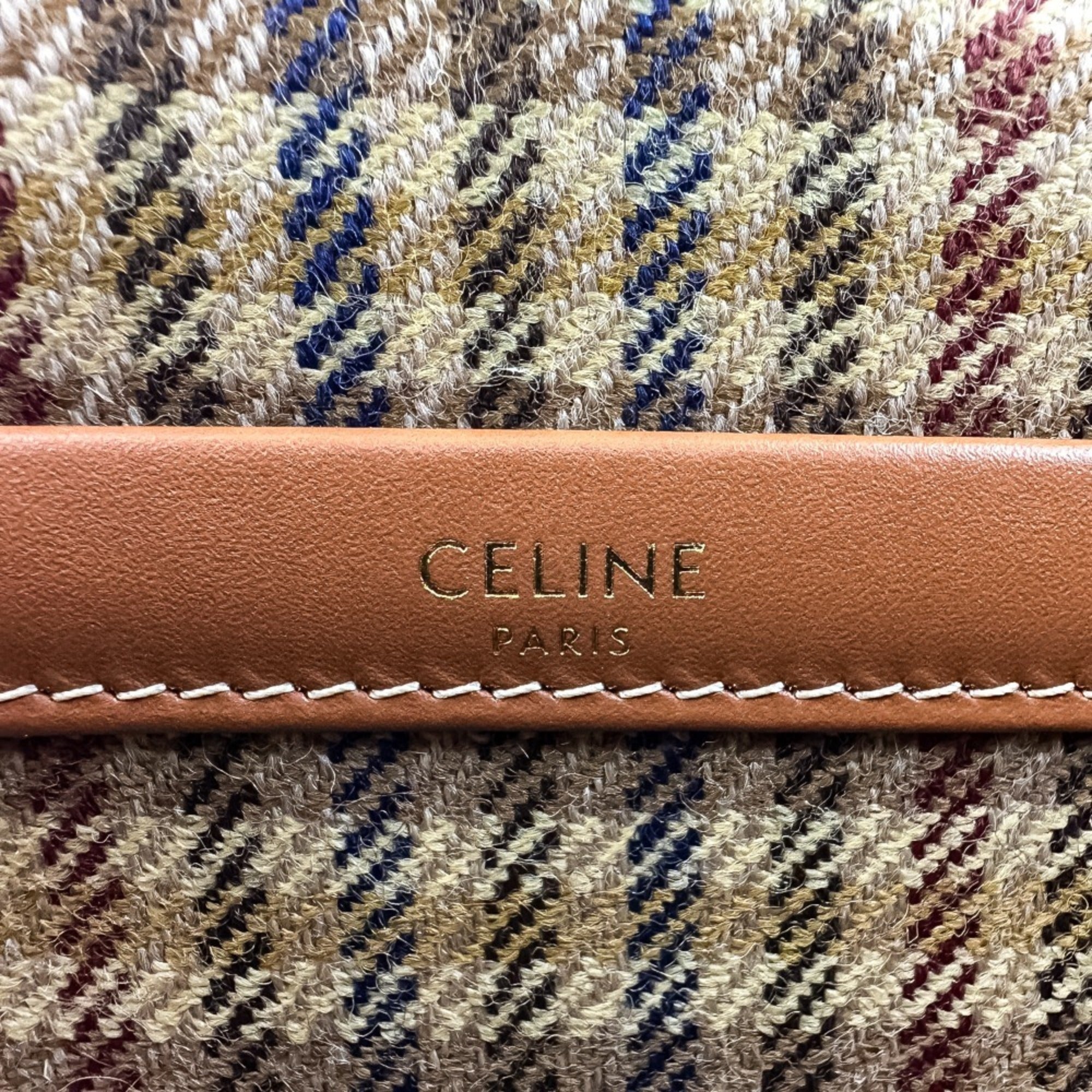 Celine Beige Brown Tweed Handbag Shoulder Bag (Pre-Owned)