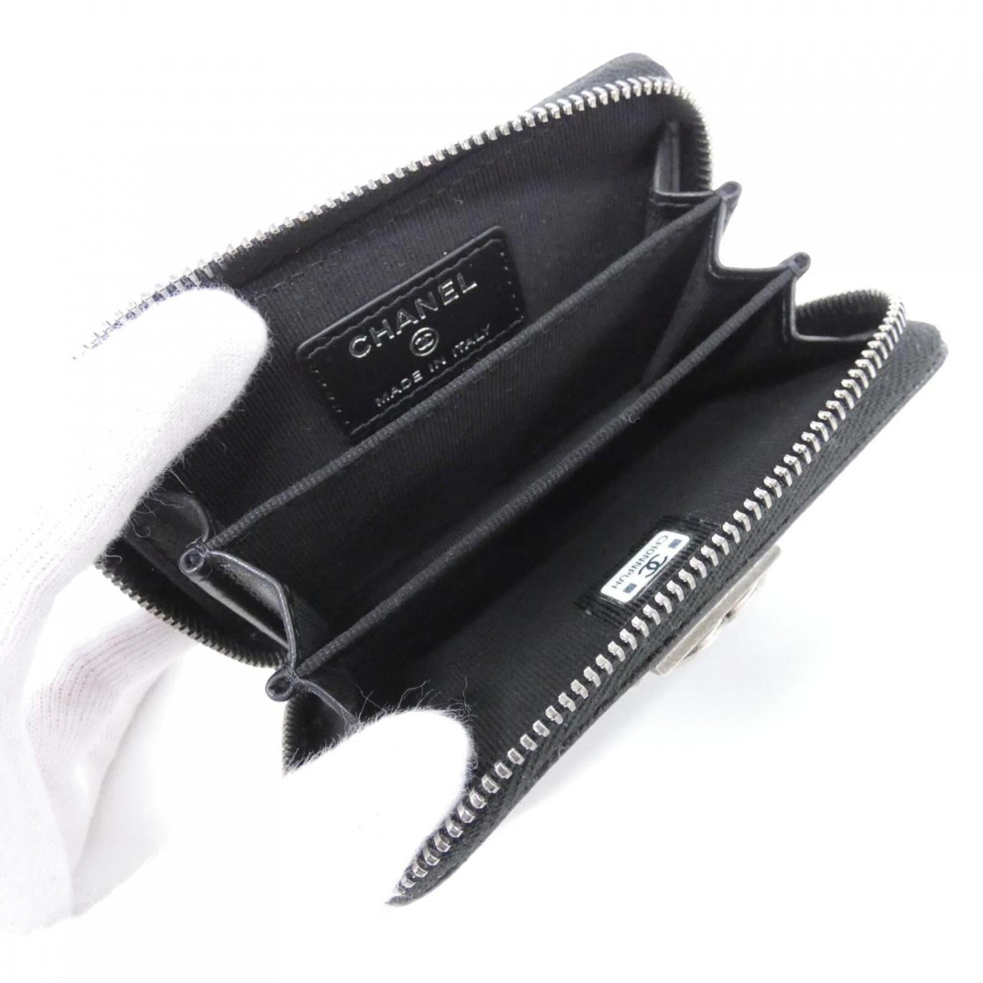 Chanel Black Grained Calfskin Coin Purse/Coin Case (Pre-Owned)
