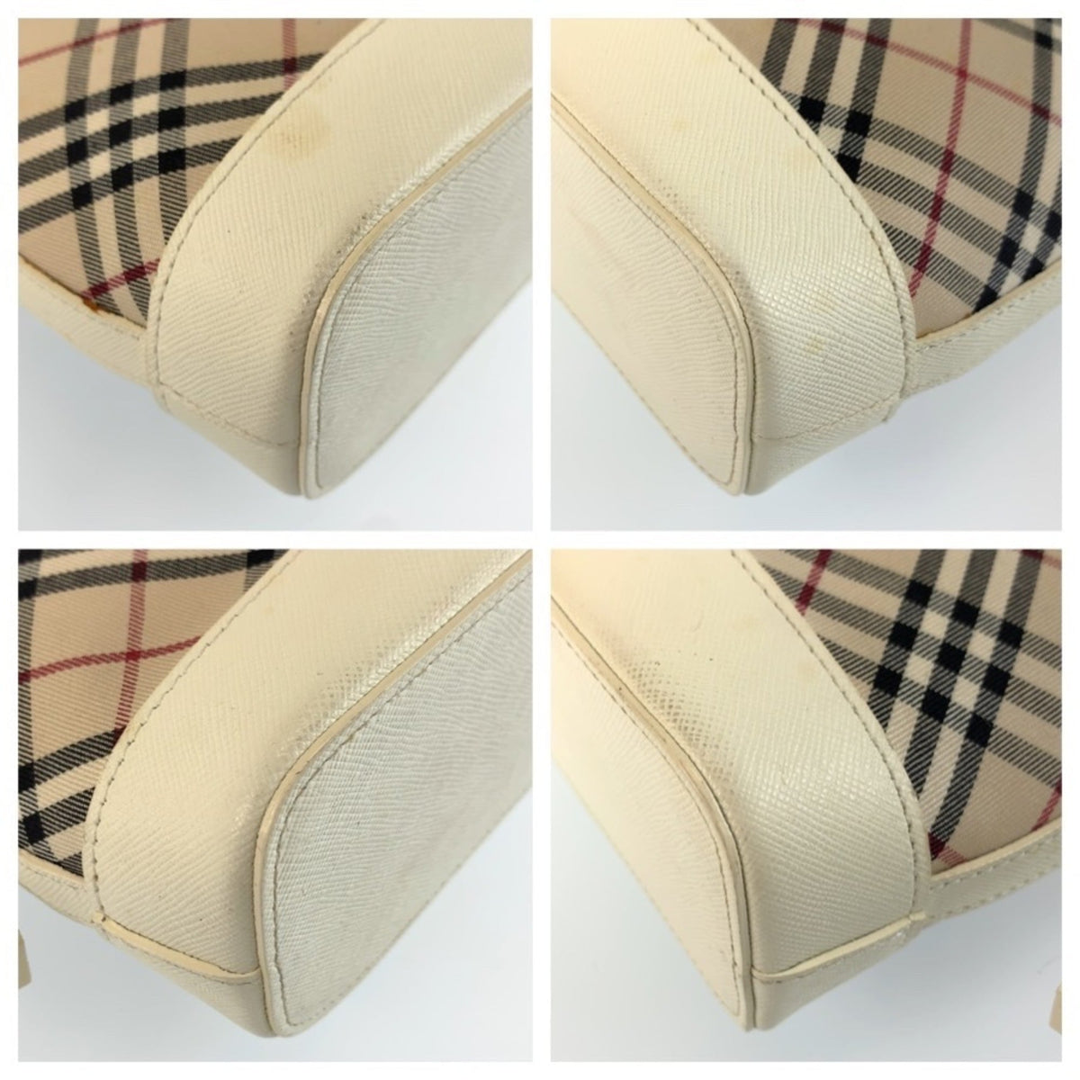 Burberry Beige White Canvas Leather Pochette Shoulder Bag (Pre-Owned)