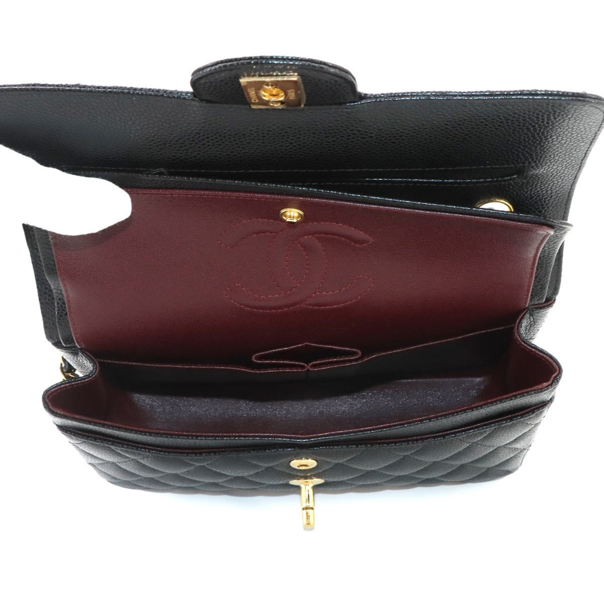 Chanel Black Grained Calfskin Handbag Shoulder Bag (Pre-Owned)