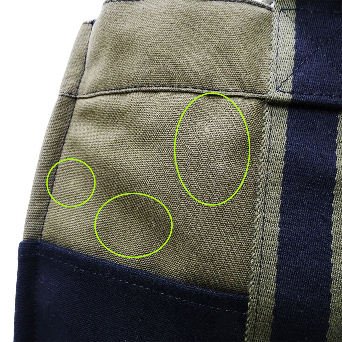 Hermes Green Khaki Navy Canvas Handbag Tote Bag (Pre-Owned)