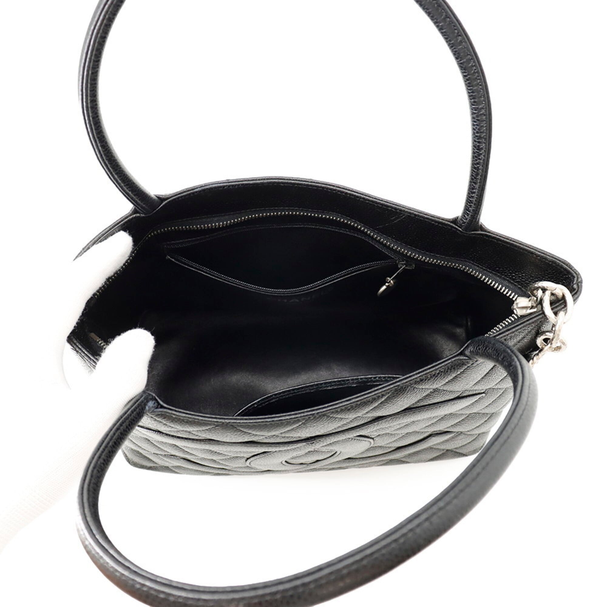 Chanel Matelasse Black Leather Handbag Tote Bag (Pre-Owned)