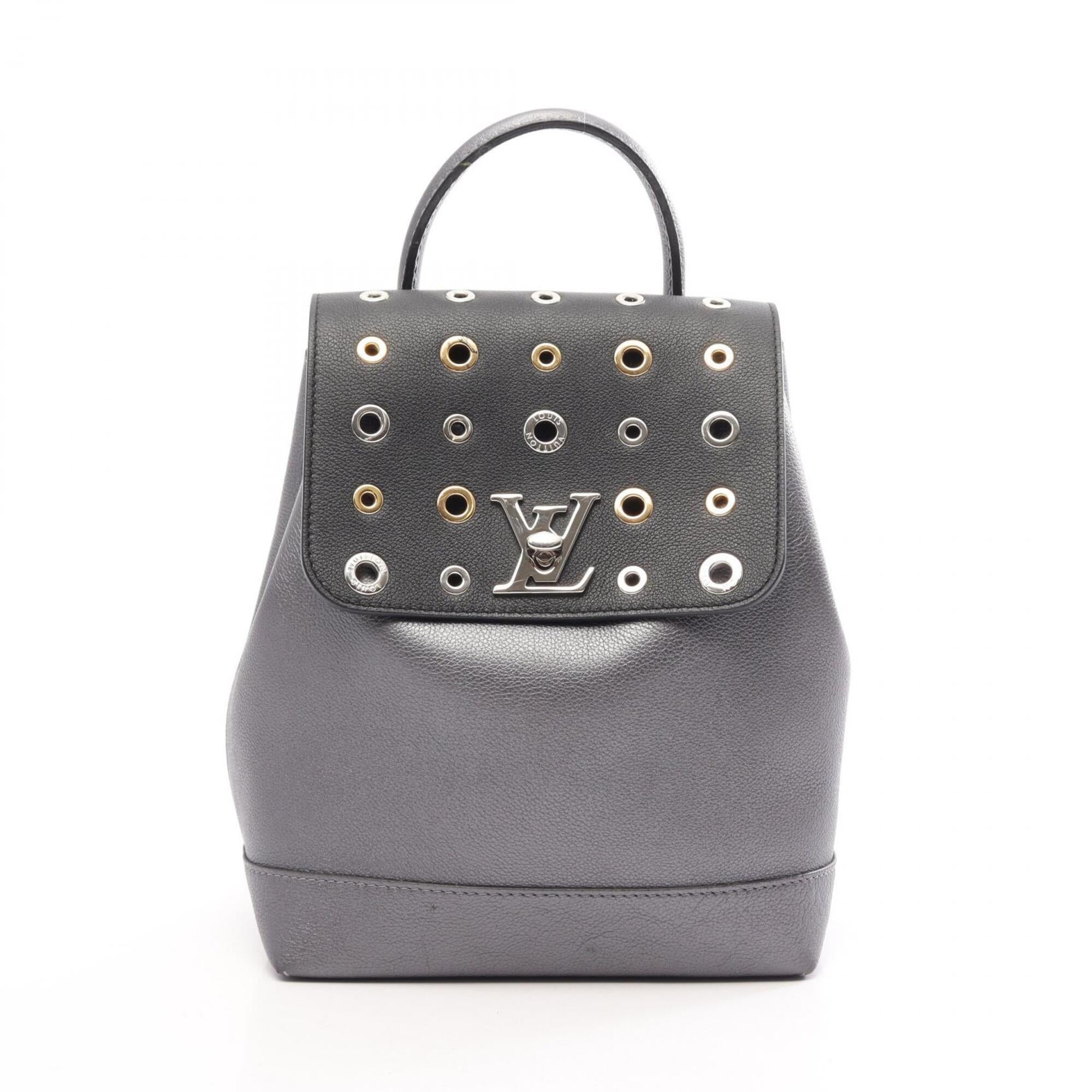 Louis Vuitton Gray Leather Backpack Handbag (Pre-Owned)
