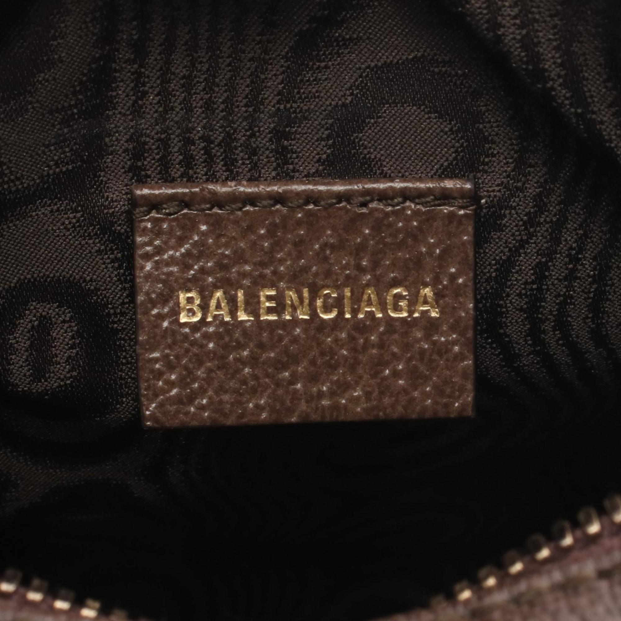 Balenciaga Beige Brown Coated Canvas Leather Handbag Shoulder Bag (Pre-Owned)