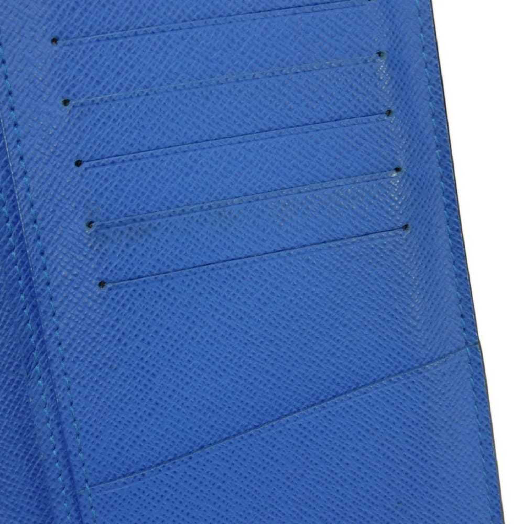 Louis Vuitton Black Blue Noir Taiga Leather Long Wallet (Bi-Fold) (Pre-Owned)
