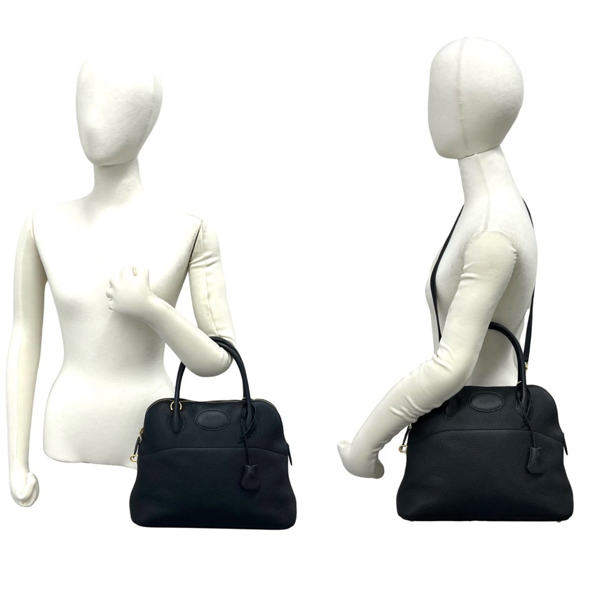 Hermes Black Taurillon Clemence Leather Handbag Shoulder Bag Tote Bag (Pre-Owned)