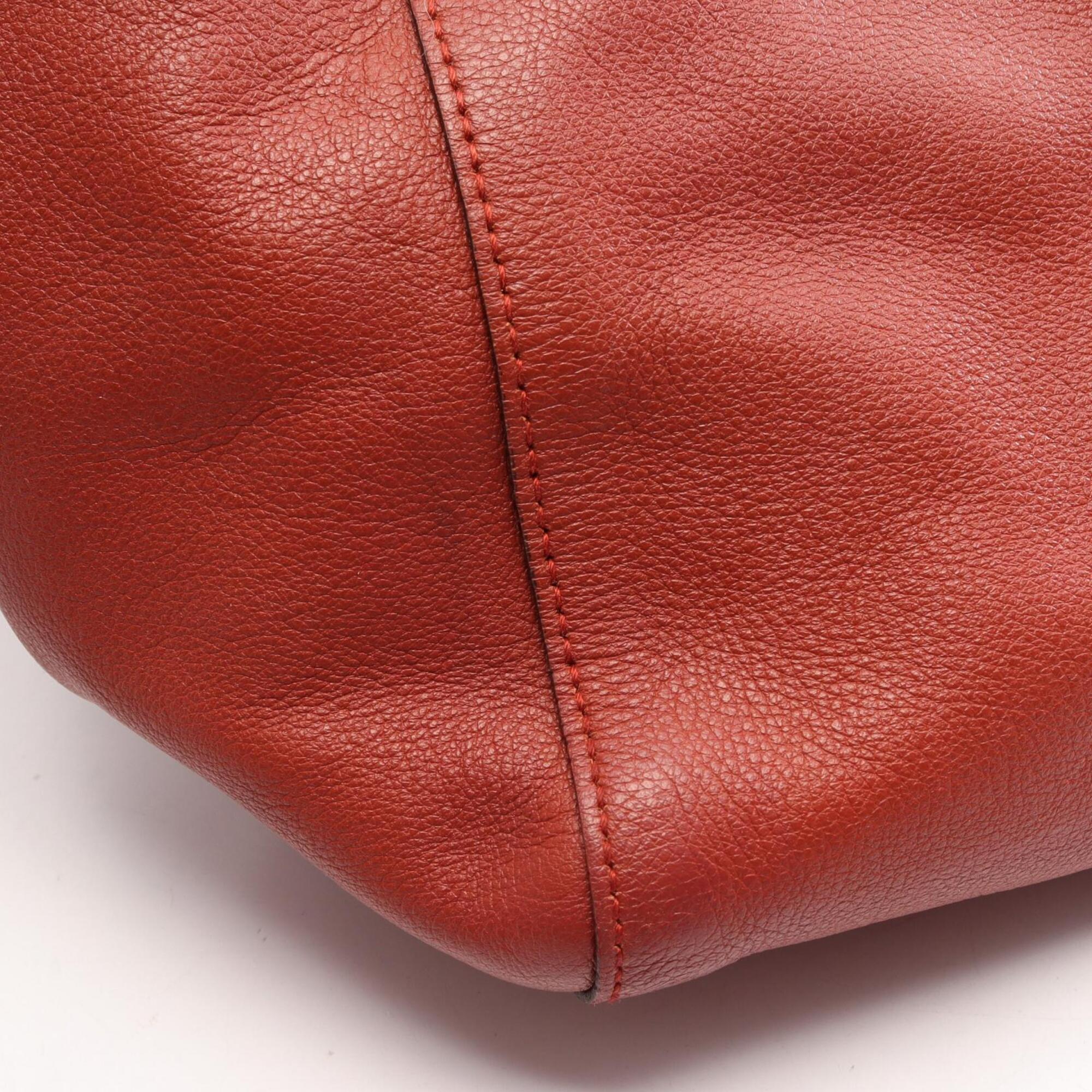 Loewe Bordeaux Leather Handbag Tote Bag (Pre-Owned)