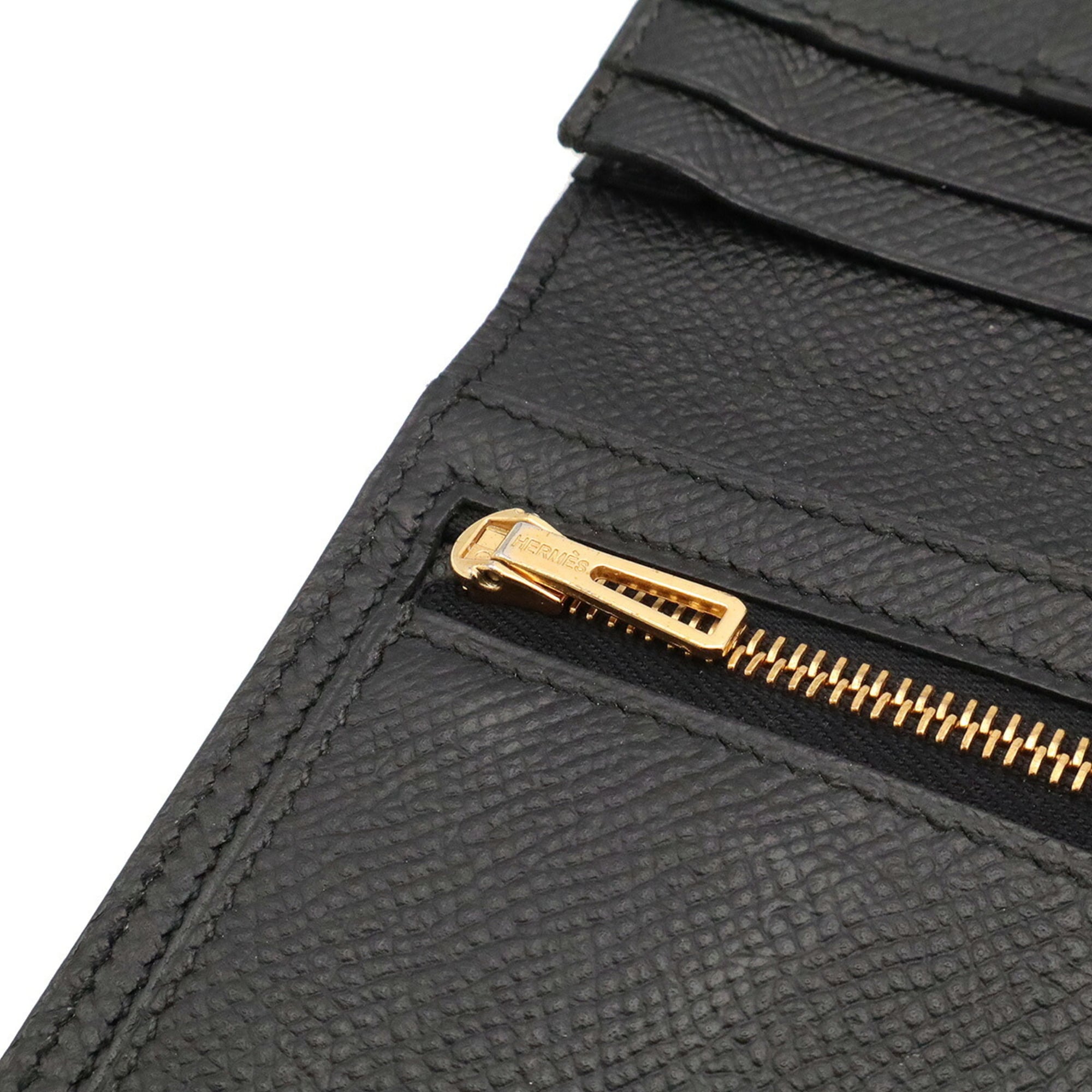 Hermes Black Epsom Leather Long Wallet (Bi-Fold) (Pre-Owned)