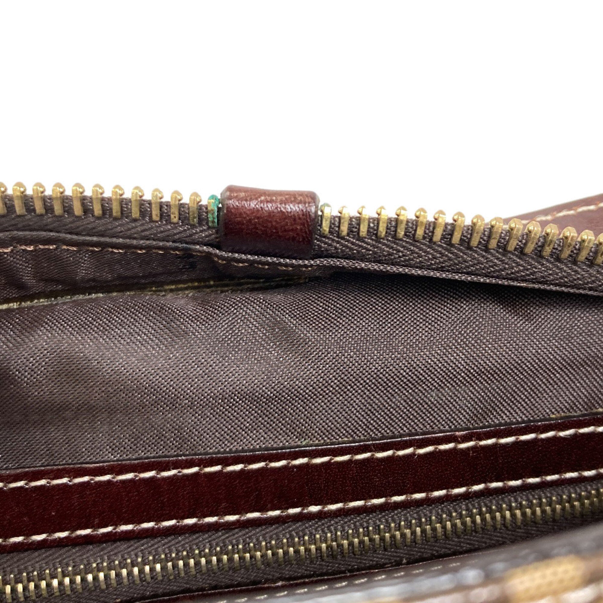 Fendi Zucchino Brown Leather Handbag (Pre-Owned)