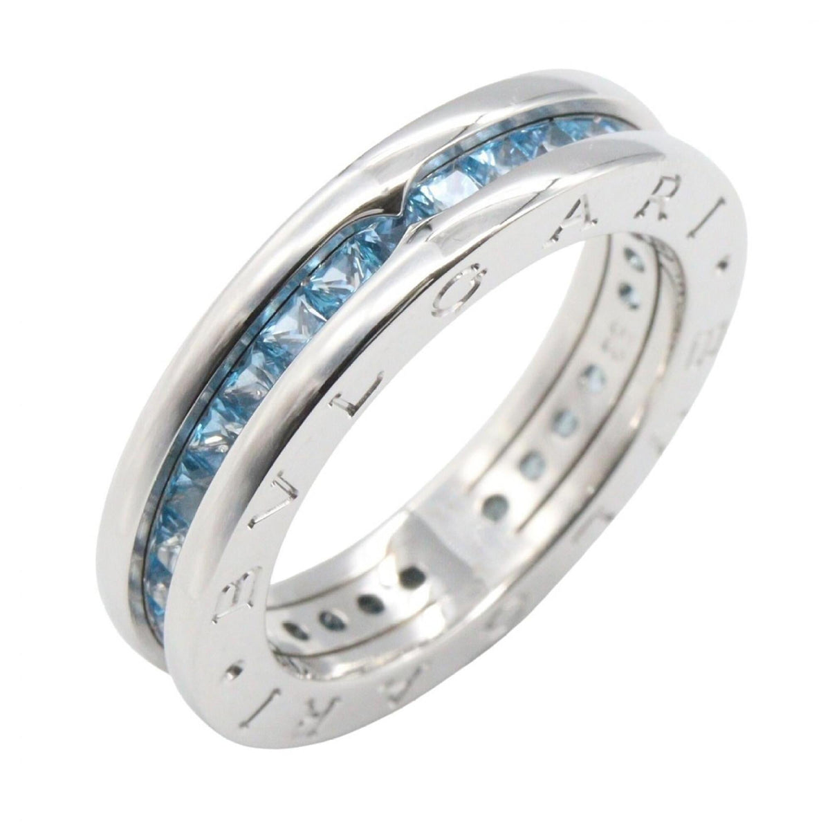 Bvlgari Silver Blue White Gold (18K) Band Ring (Pre-Owned)
