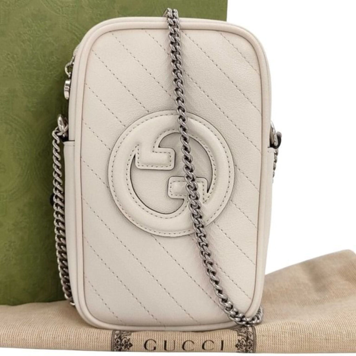 Gucci White Leather Crossbody Bag Shoulder Bag (Pre-Owned)