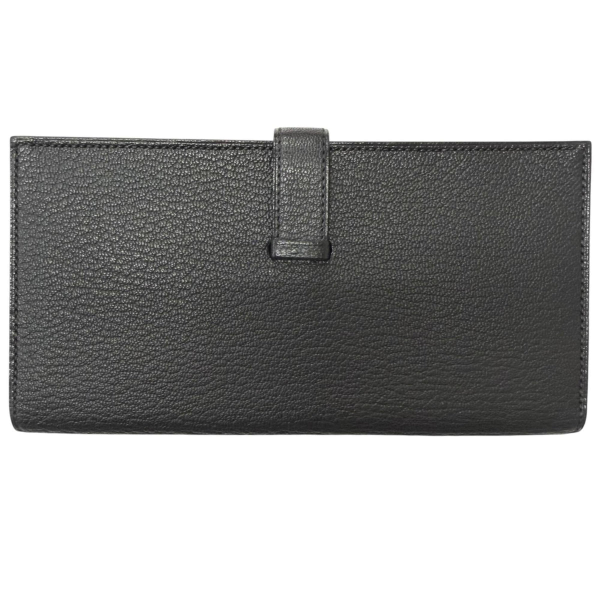 Hermes Black Chevre Leather Long Wallet (Bi-Fold) (Pre-Owned)