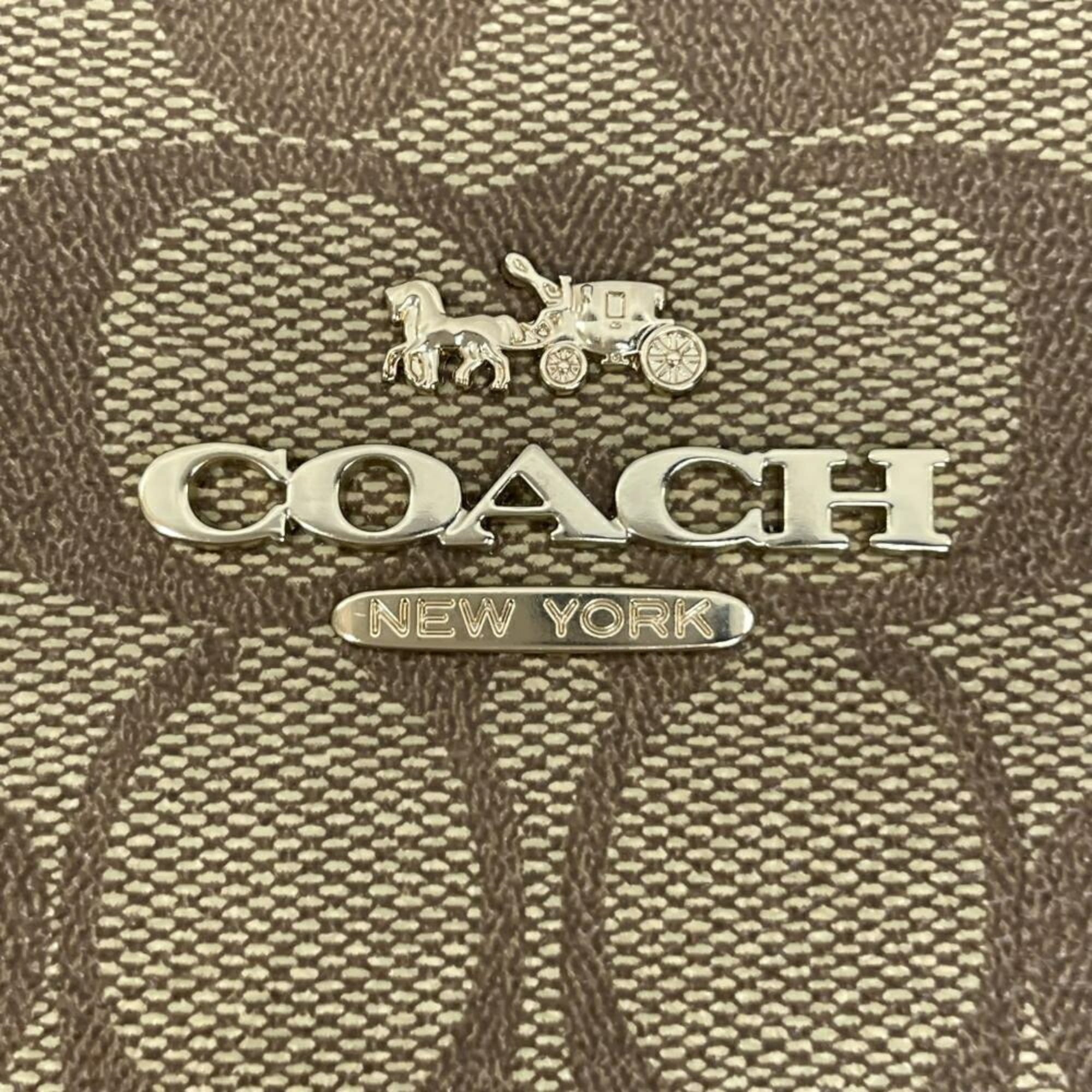 Coach Beige Signature Line Shoulder Bag (Pre-Owned)
