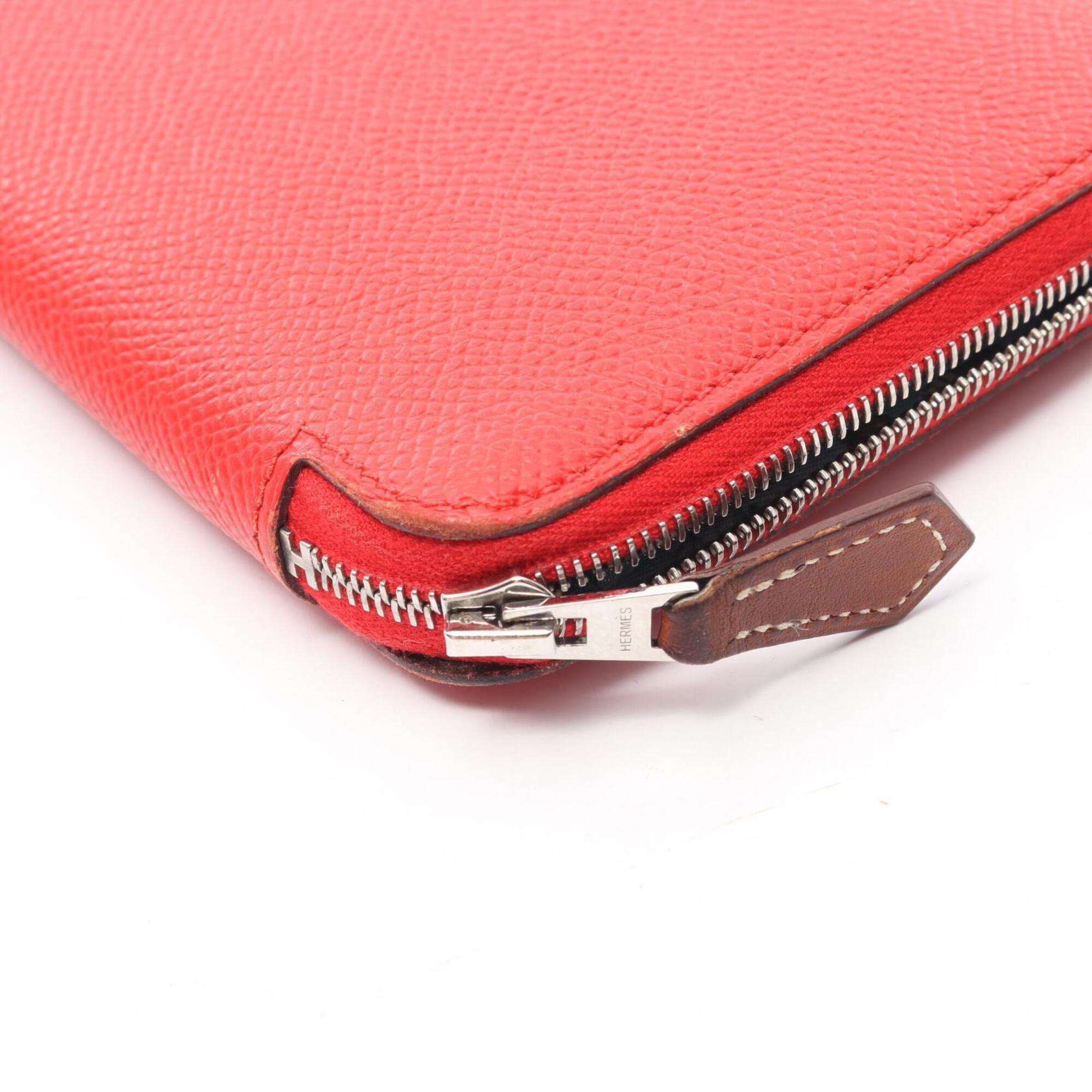 Hermes Red Color Epsom Leather Long Wallet (Bi-Fold) (Pre-Owned)