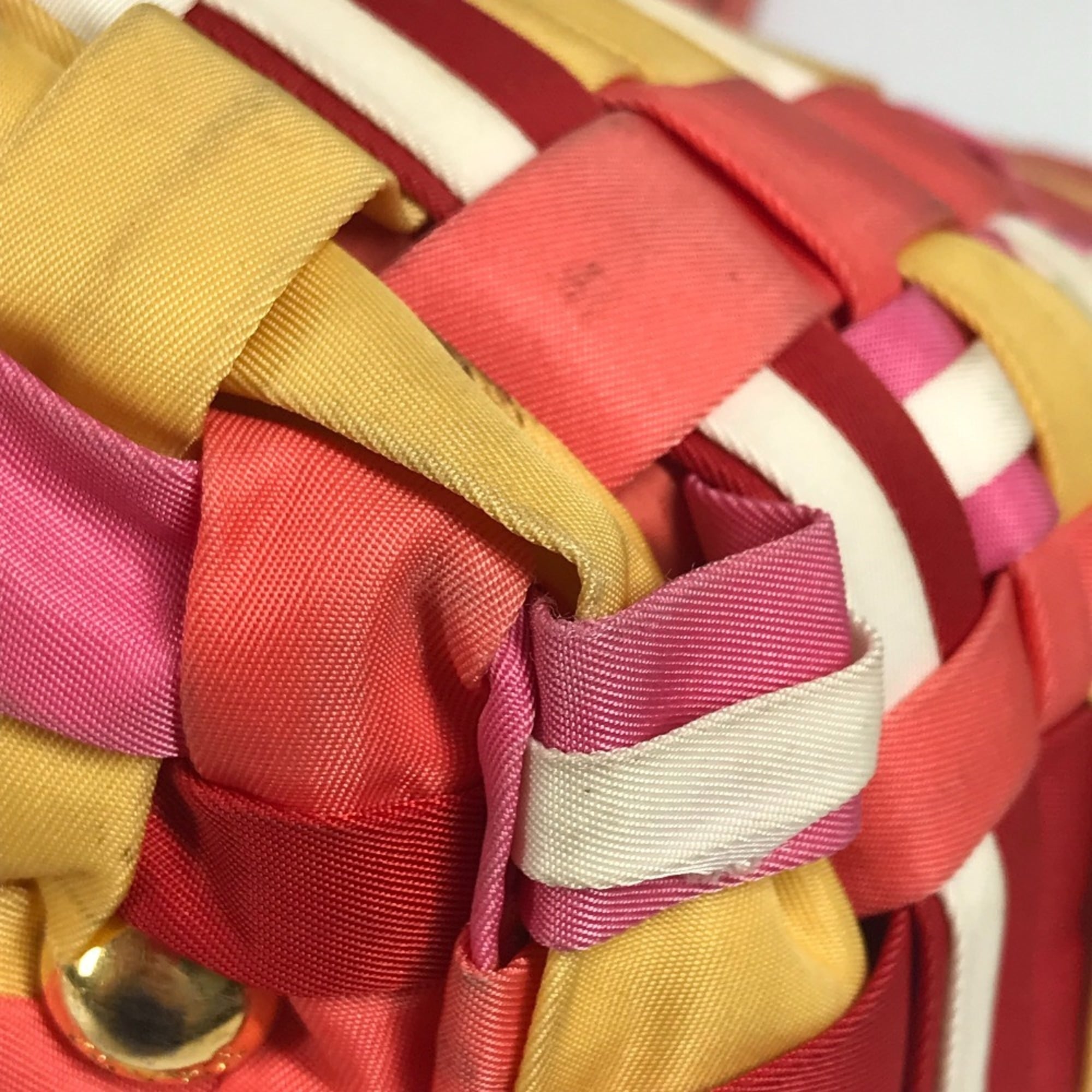 Prada Pink White Nylon Handbag Tote Bag (Pre-Owned)