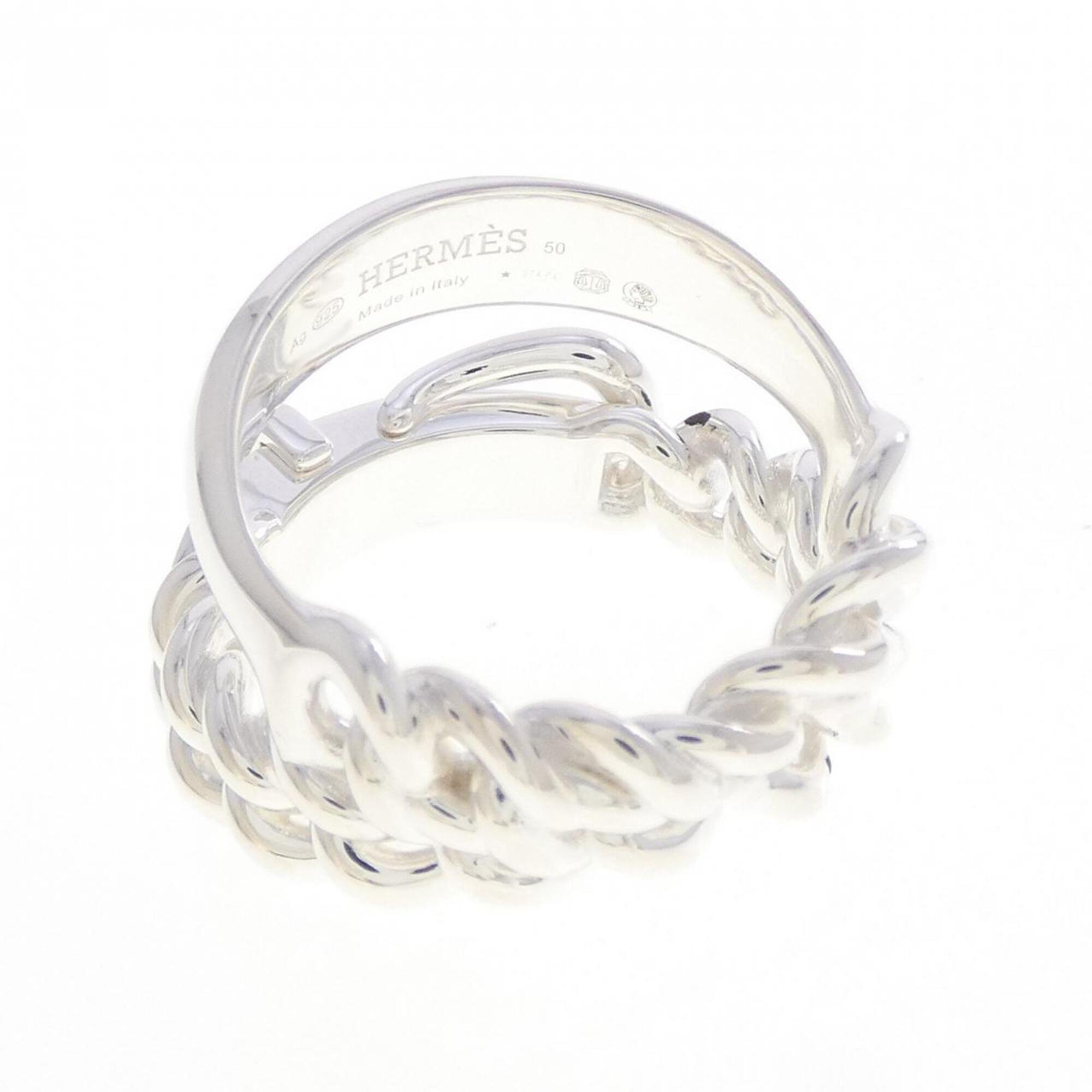 Hermes Silver Silver 925 Band Ring (Pre-Owned)