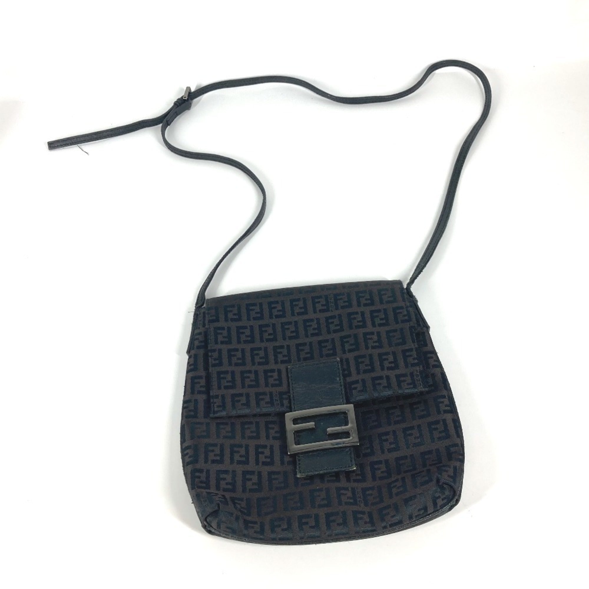 Fendi Black Canvas Leather Pochette Shoulder Bag (Pre-Owned)