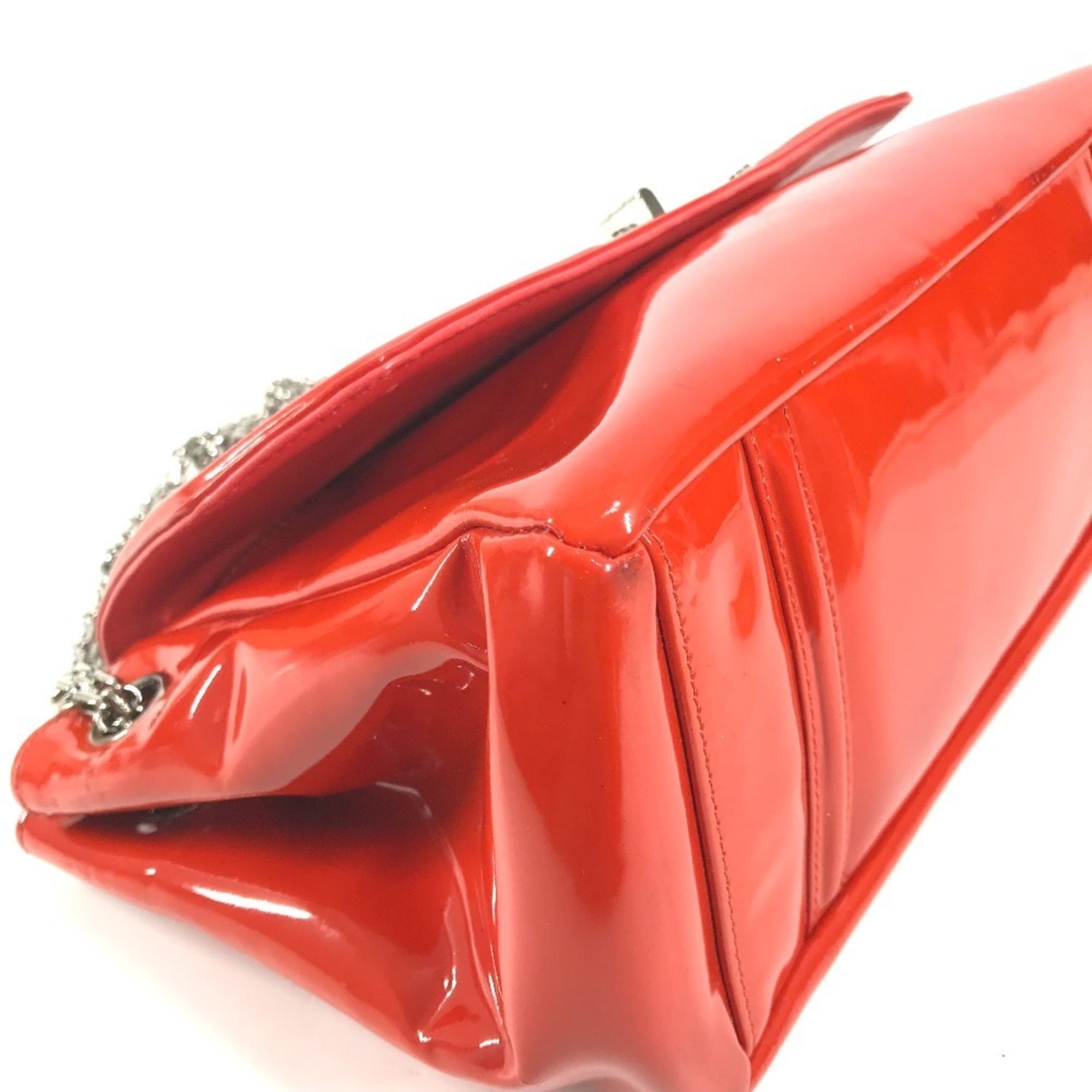 Chanel Orange Red Color Patent Leather Shoulder Bag (Pre-Owned)
