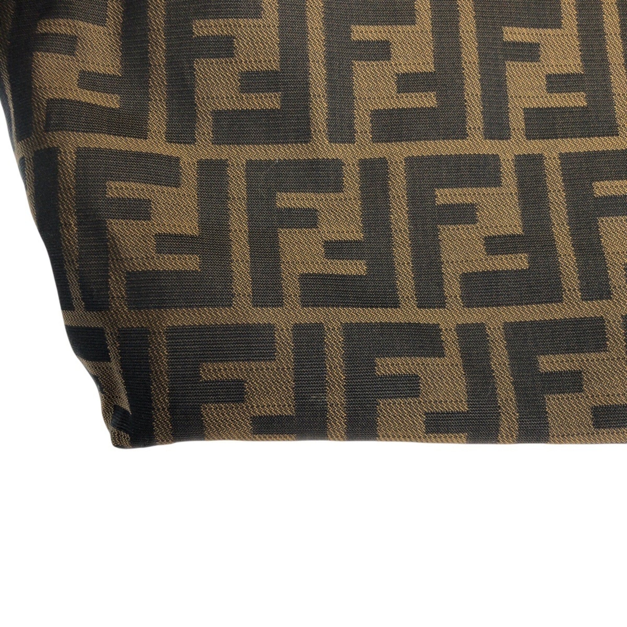Fendi Brown Nylon Leather Shoulder Bag Tote Bag (Pre-Owned)