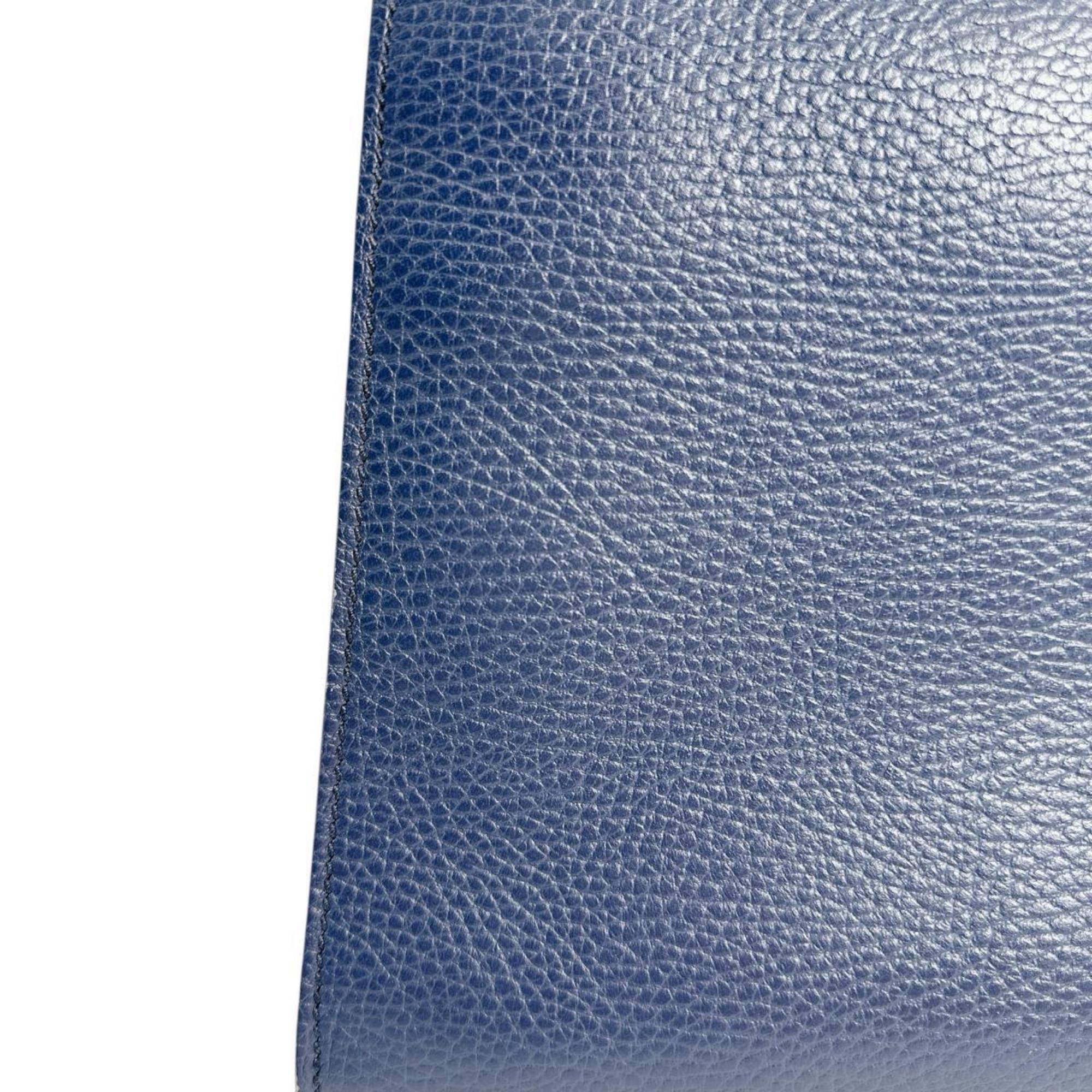 Gucci Blue Bamboo Leather Handbag (Pre-Owned)