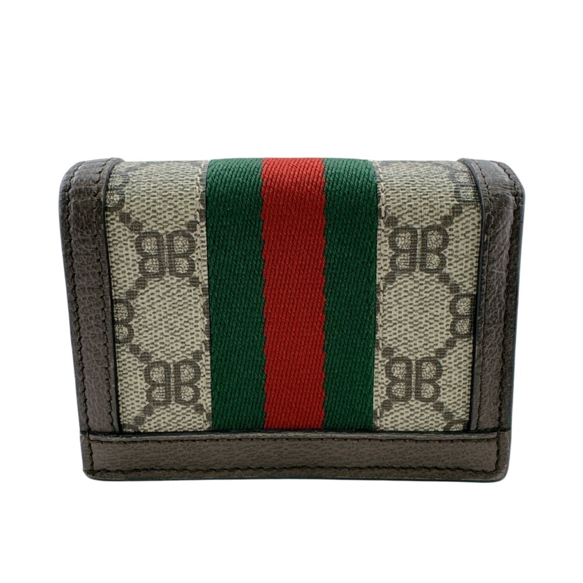 Gucci Brown Green Red Color Pvc Canvas Leather Wallet (Bi-Fold) (Pre-Owned)