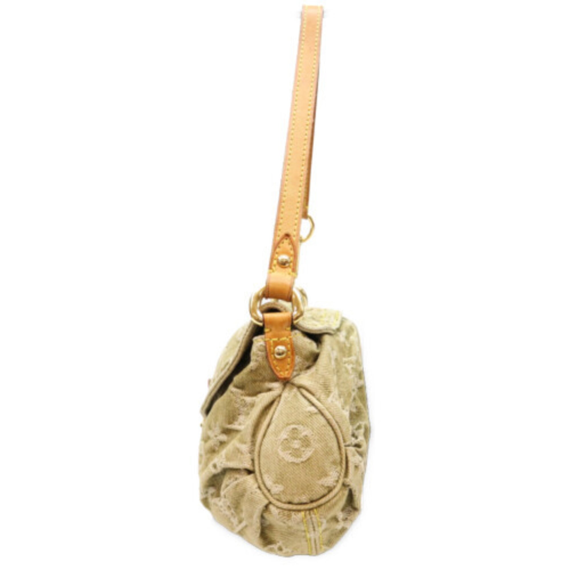 Louis Vuitton Beige Green Monogram Denim Handbag (Pre-Owned)