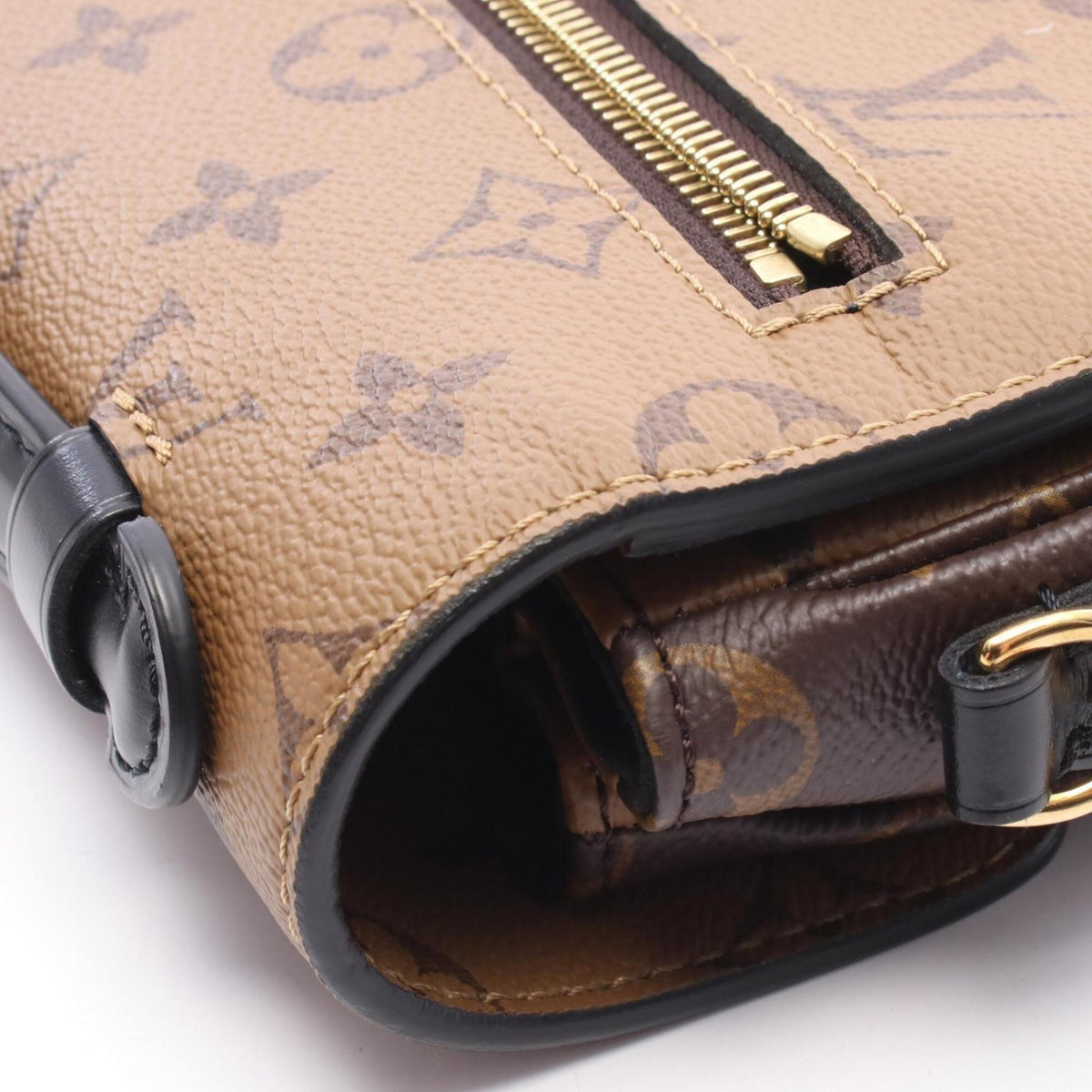 Louis Vuitton Black Brown Coated Canvas Leather Handbag Pochette (Pre-Owned)