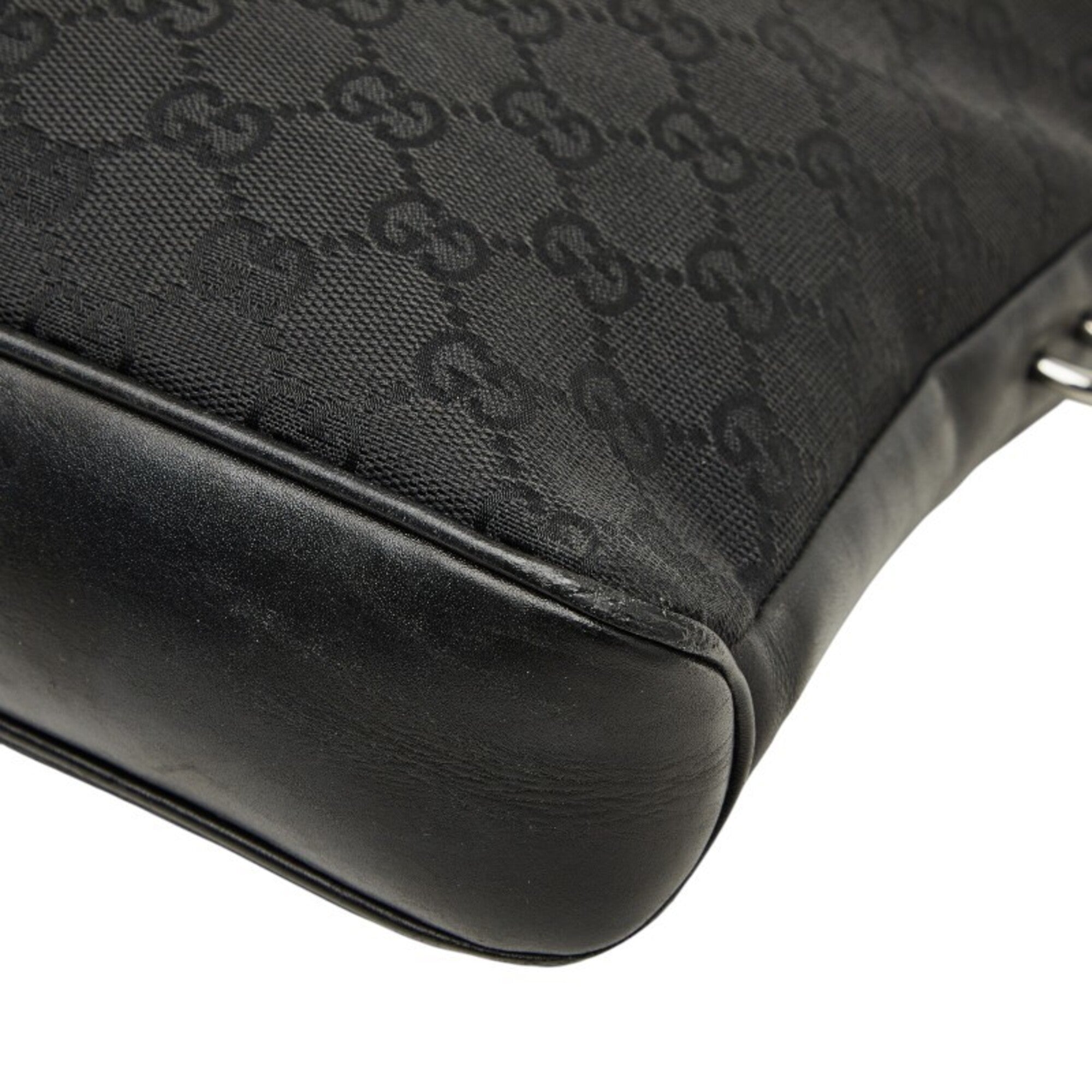 Gucci Black Canvas Leather Shoulder Bag (Pre-Owned)