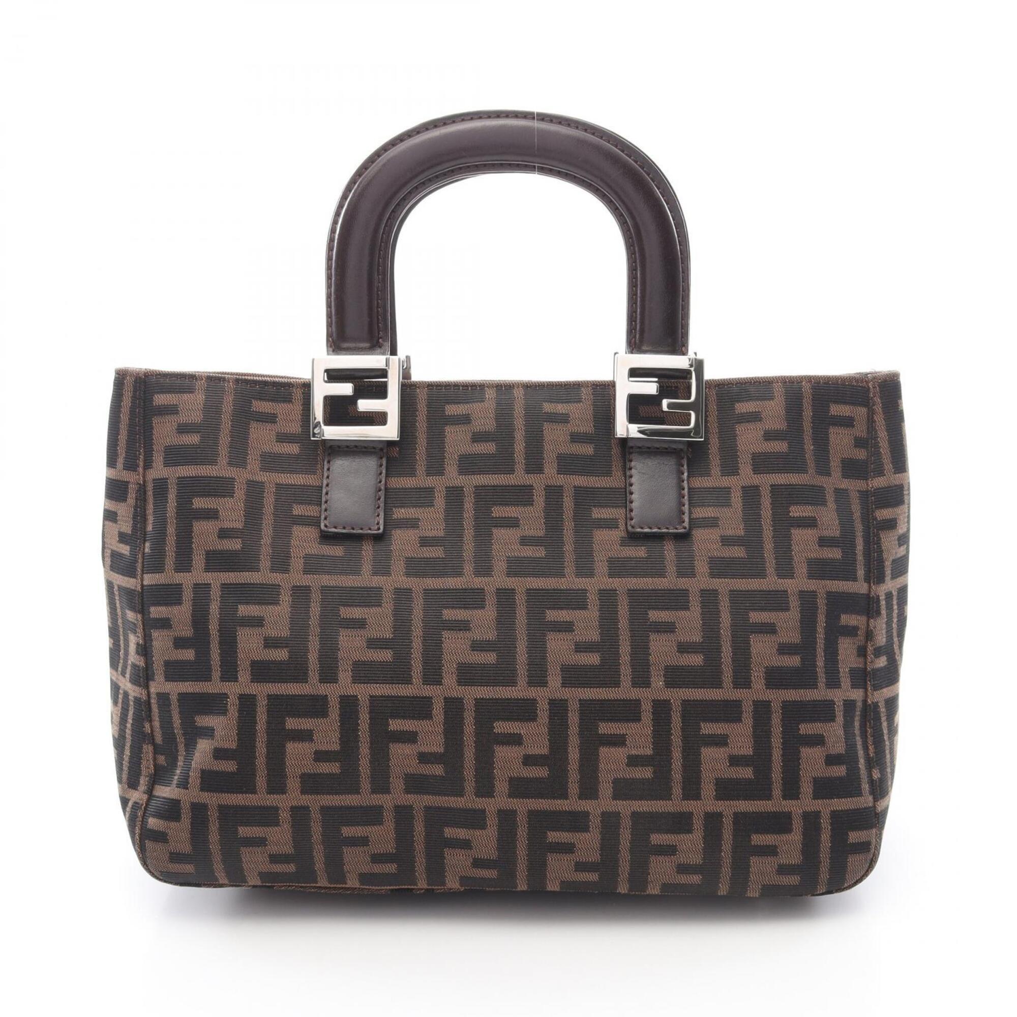 Fendi Brown Canvas Leather Handbag Tote Bag (Pre-Owned)