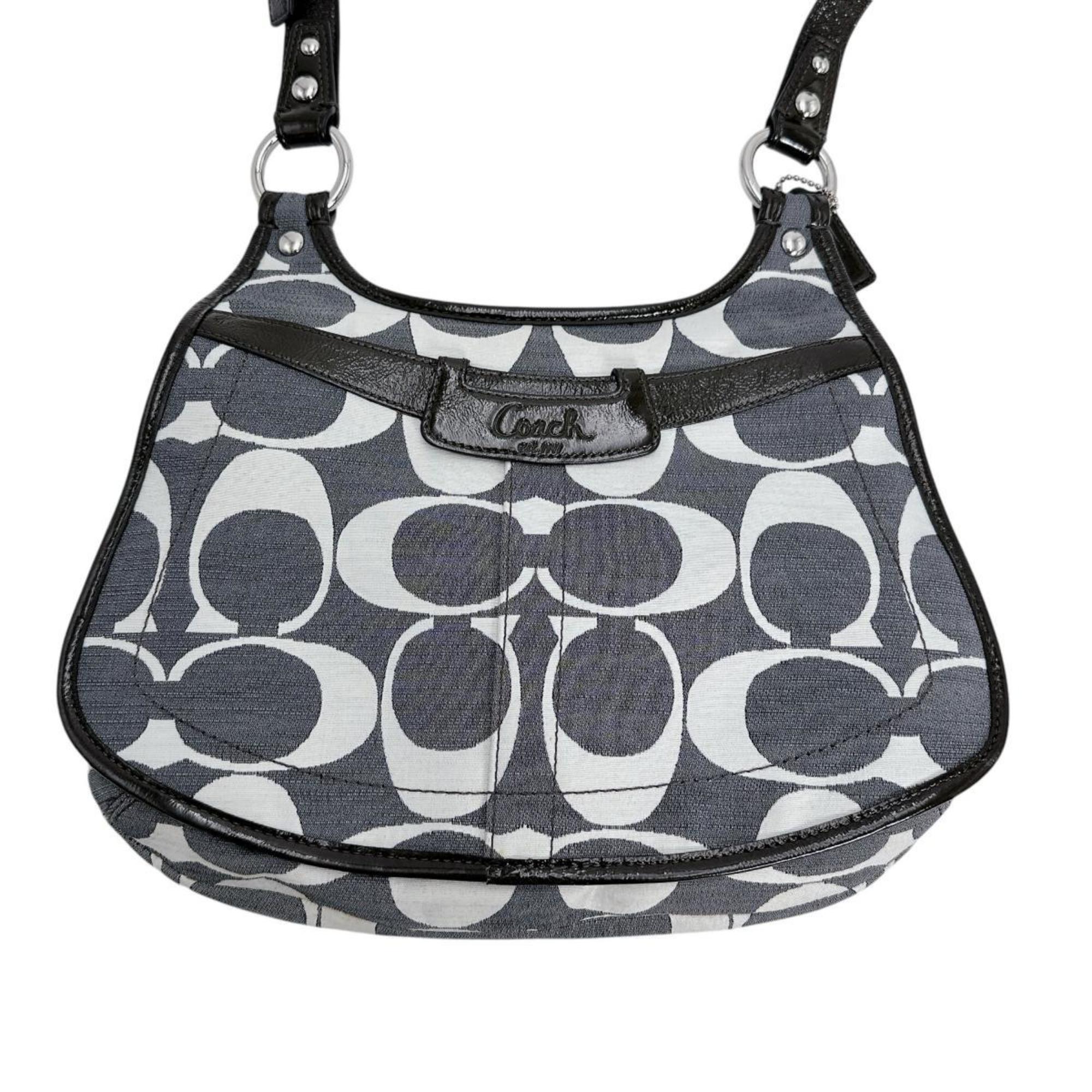 Coach Gray Canvas Shoulder Bag (Pre-Owned)