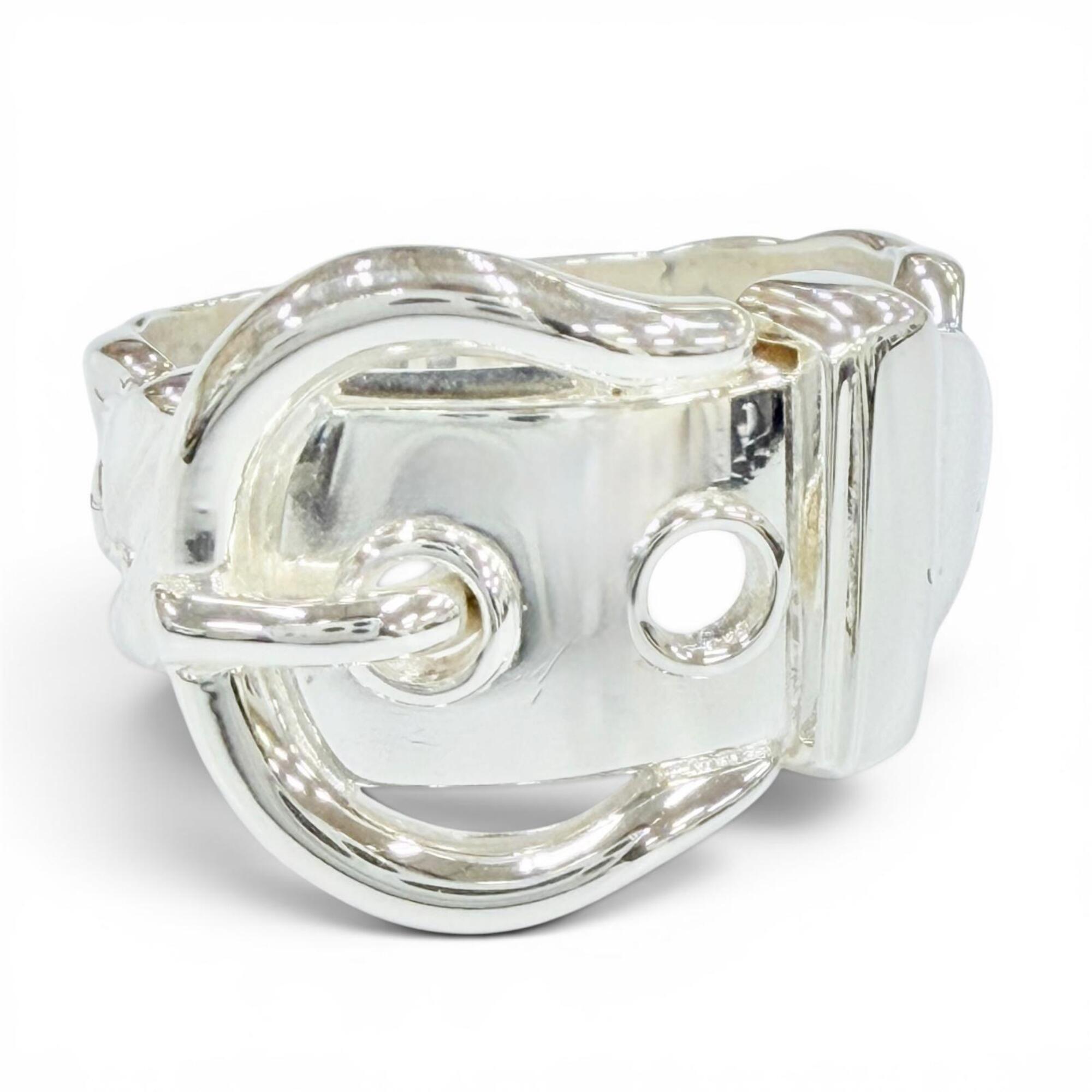 Hermes Silver Silver 925 Band Ring (Pre-Owned)
