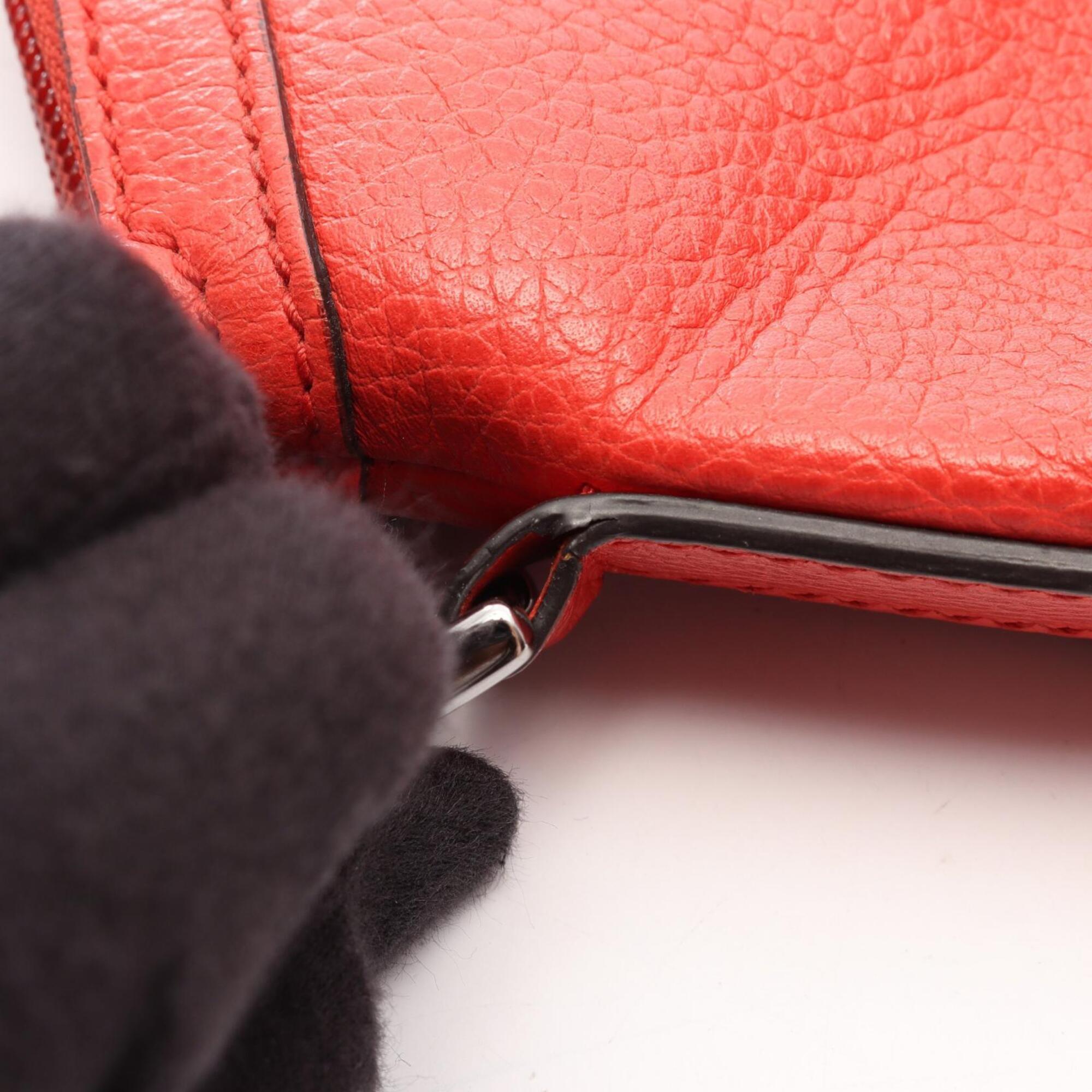 Gucci Red Color Leather Handbag Tote Bag (Pre-Owned)