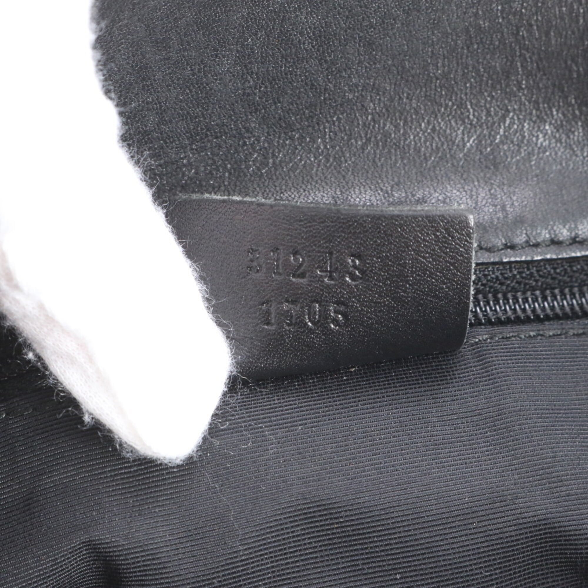 Gucci Black Gray Leather Canvas Handbag Shoulder Bag Tote Bag (Pre-Owned)