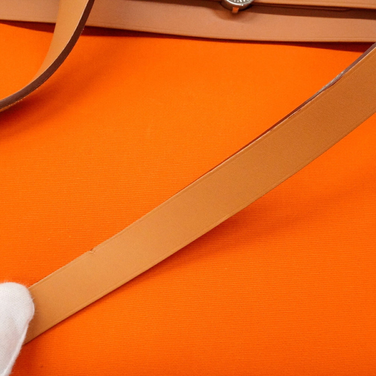 Hermes Natural Orange Toile Officier Handbag (Pre-Owned)