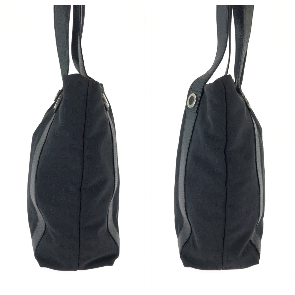 Bvlgari Black Canvas Leather Shoulder Bag Tote Bag (Pre-Owned)