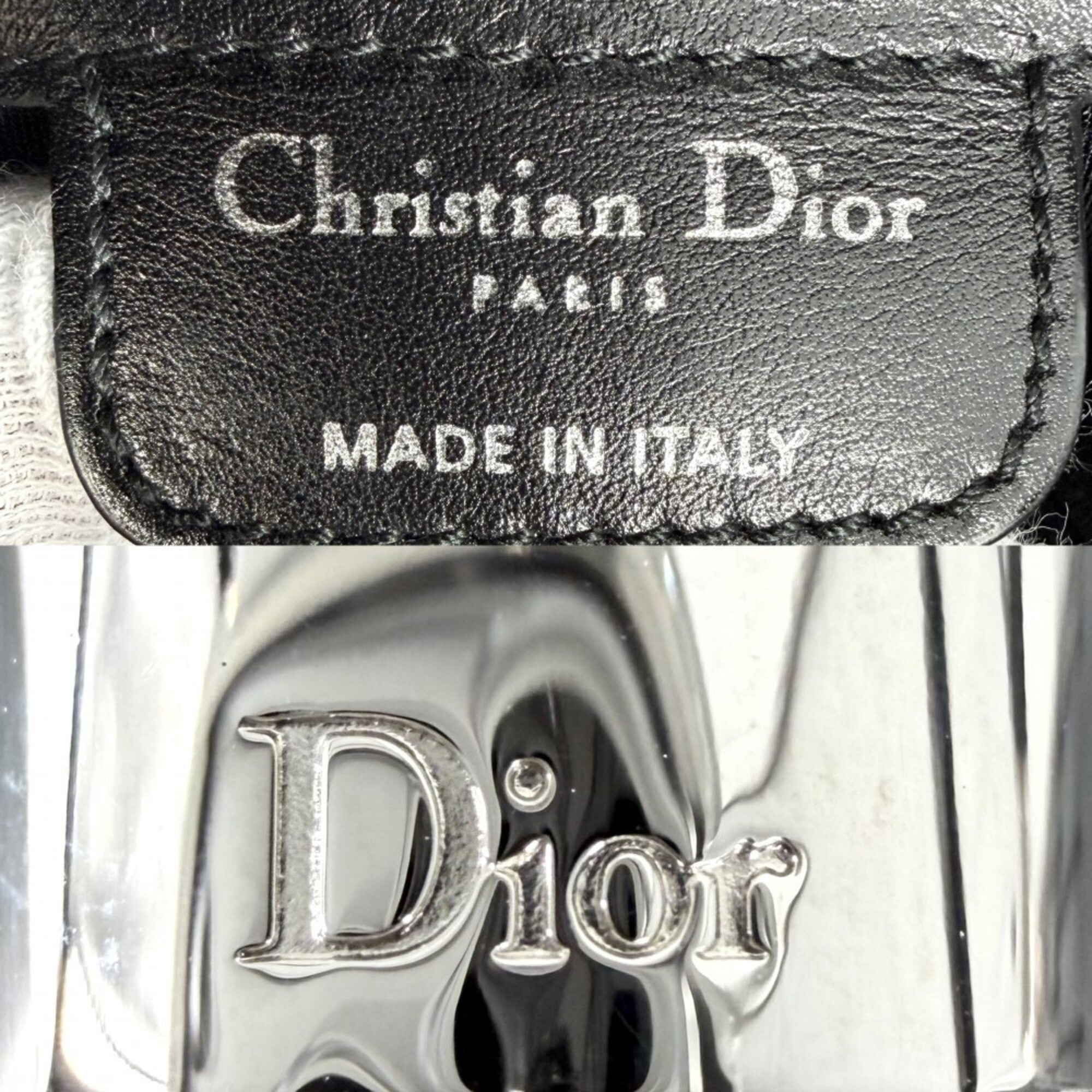 Christian Dior Black White Leather Handbag (Pre-Owned)