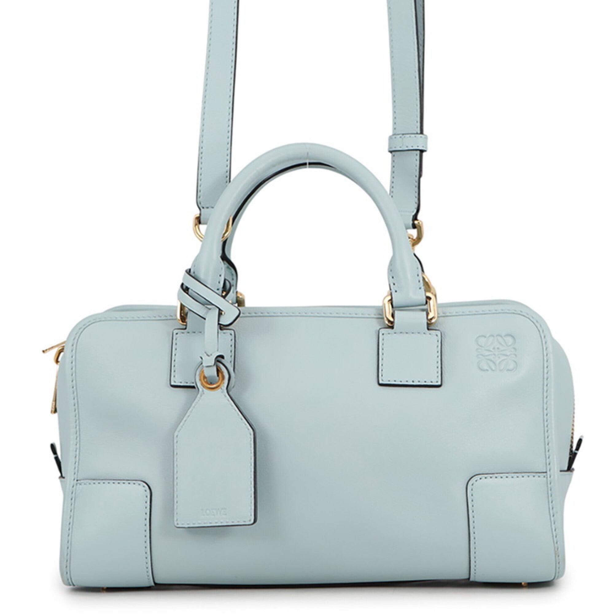 Loewe Amazona Light Blue Leather Handbag Shoulder Bag (Pre-Owned)
