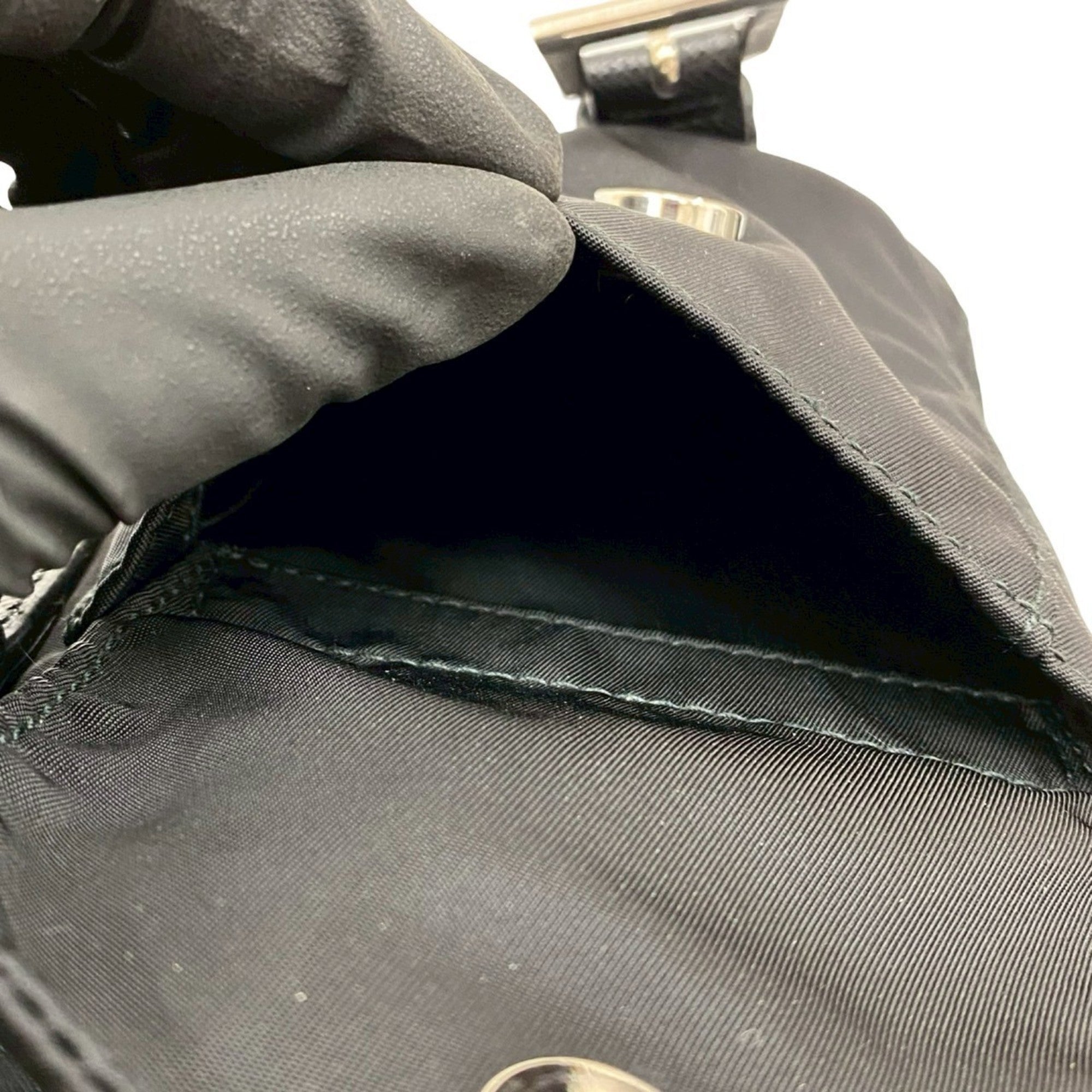 Prada Black Nylon Leather Backpack (Pre-Owned)
