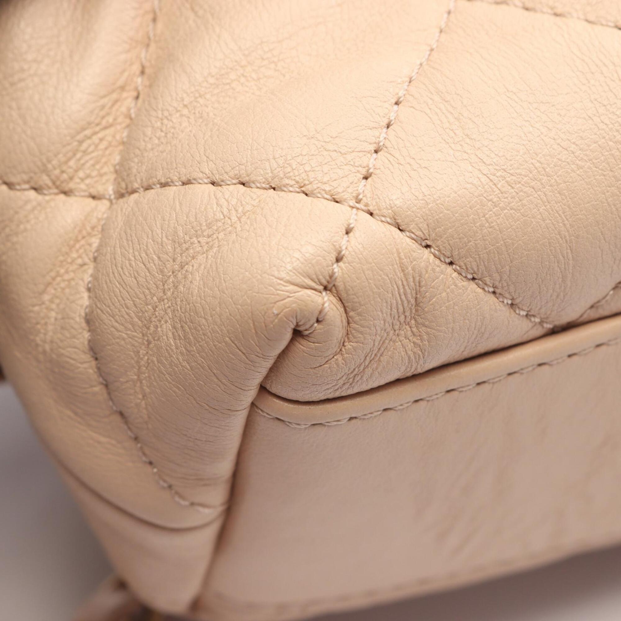 Chanel Beige Leather Handbag Shoulder Bag (Pre-Owned)
