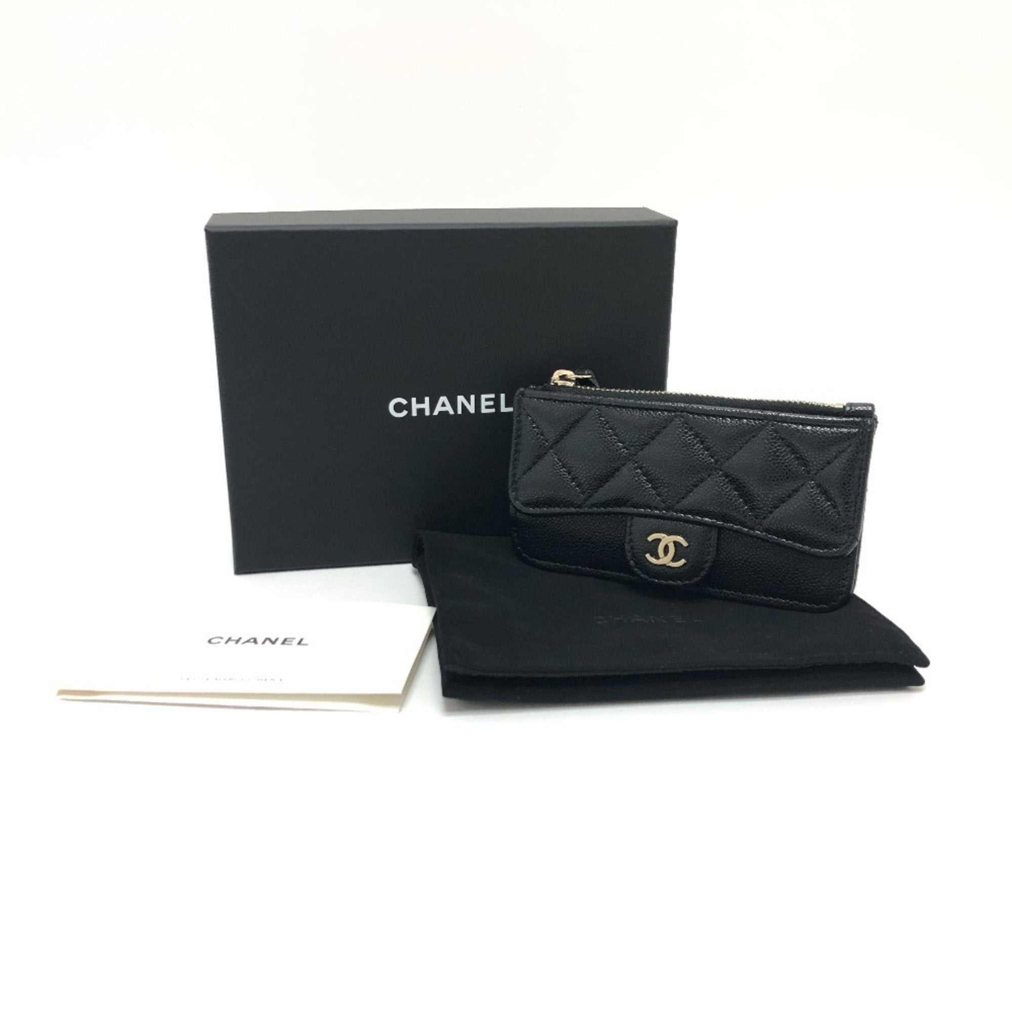 Chanel Black Grained Calfskin Coin Purse/Coin Case (Pre-Owned)