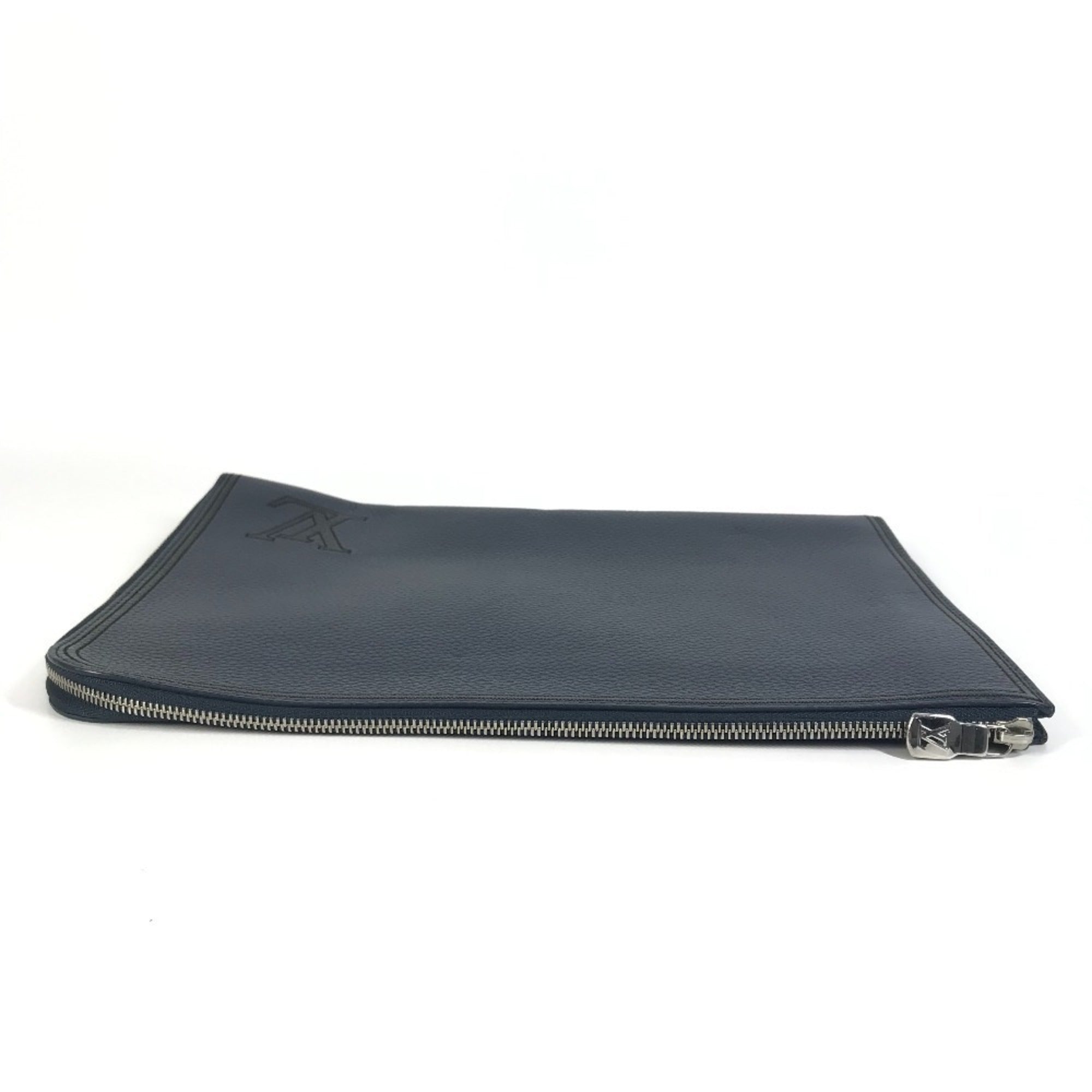 Louis Vuitton Black Navy Leather Clutch Bag Pochette Pouch (Pre-Owned)