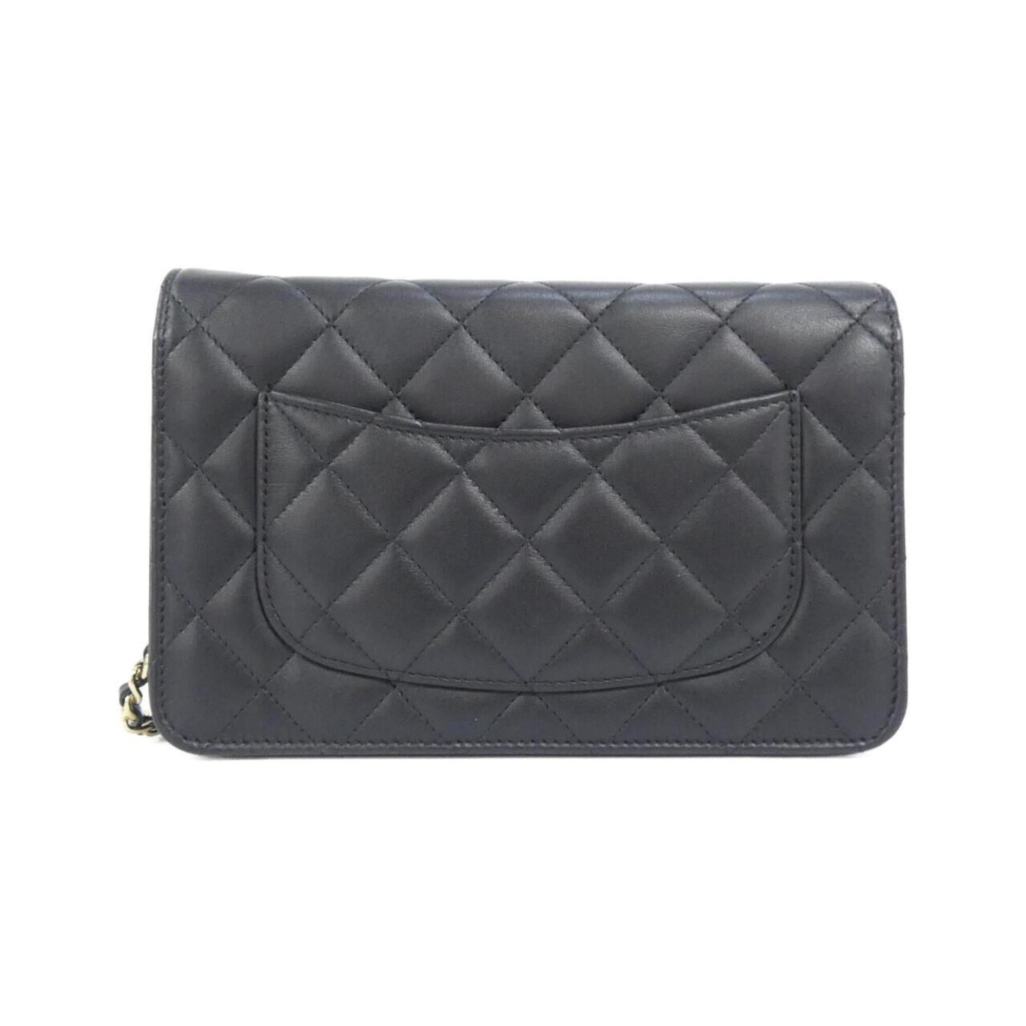 Chanel Black Leather Chain/Shoulder Wallet (Pre-Owned)