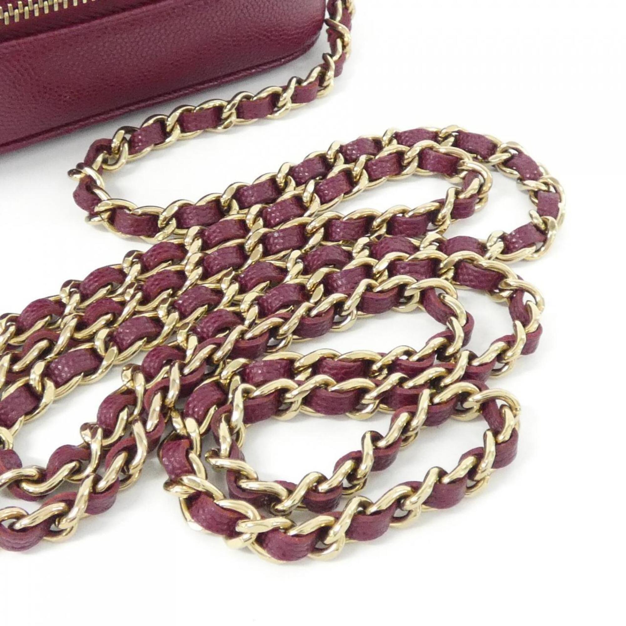 Chanel Bordeaux Grained Calfskin Shoulder Bag (Pre-Owned)