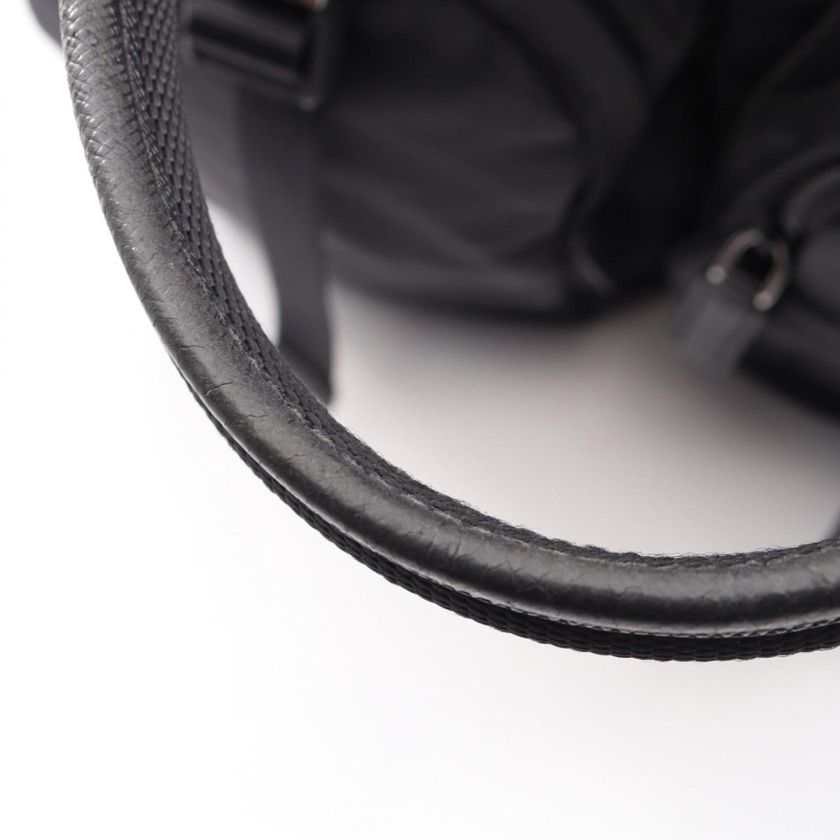 Prada Black Nylon Leather Boston Bag Handbag (Pre-Owned)