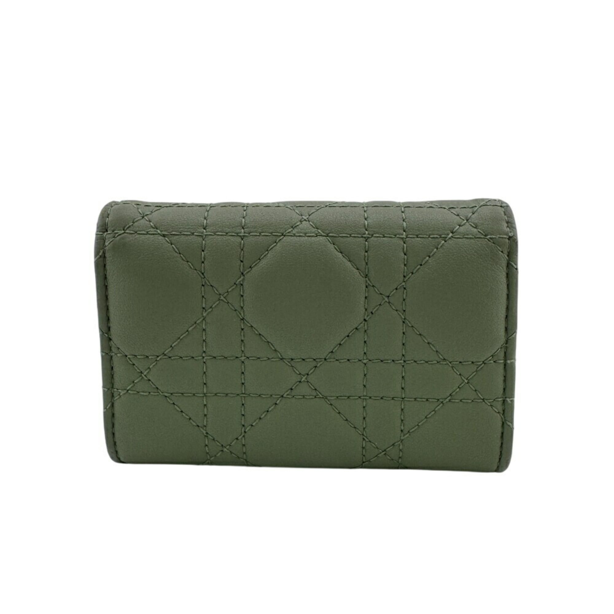 Christian Dior Green Leather Wallet (Bi-Fold) (Pre-Owned)