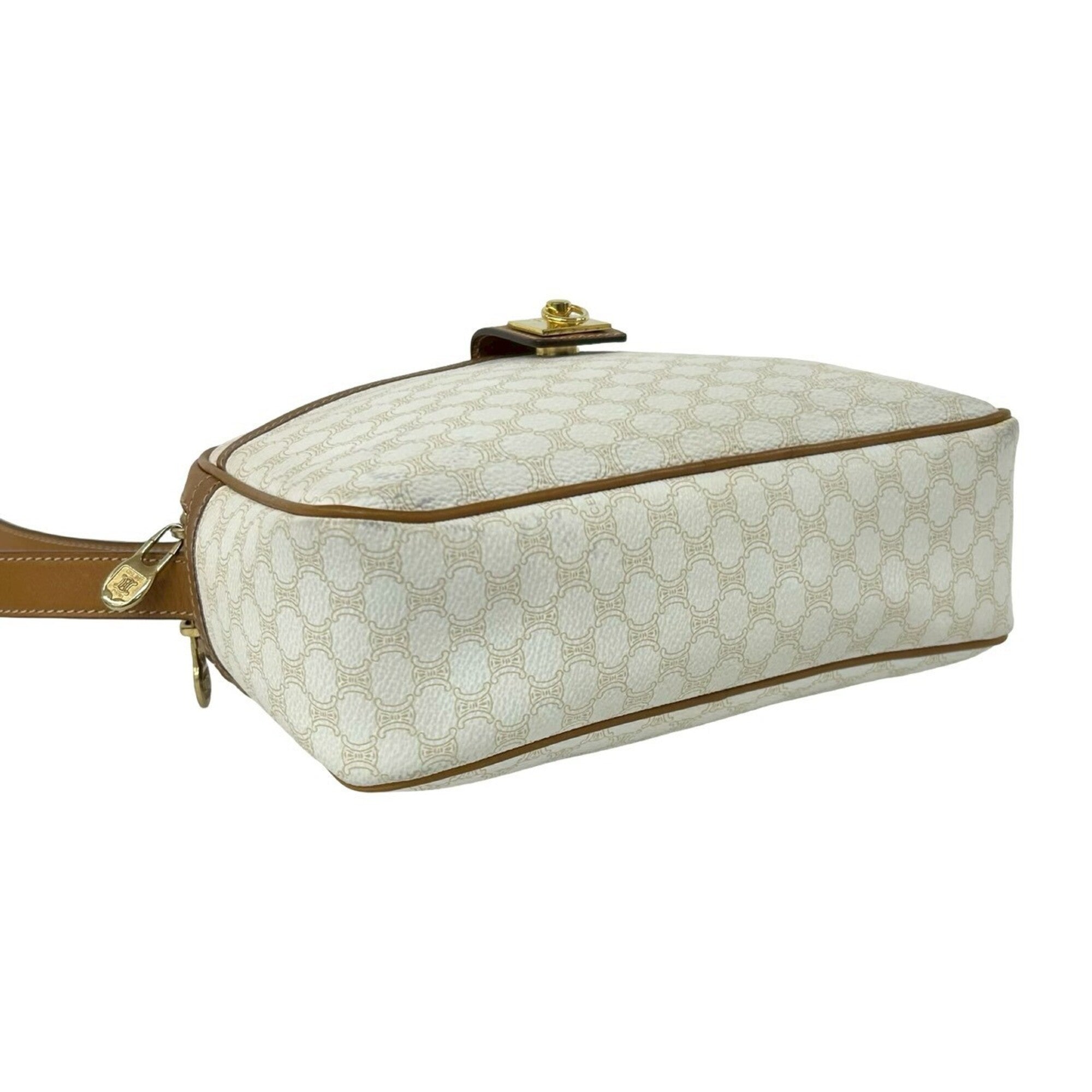 Celine Brown White Pvc Leather Pochette Shoulder Bag (Pre-Owned)