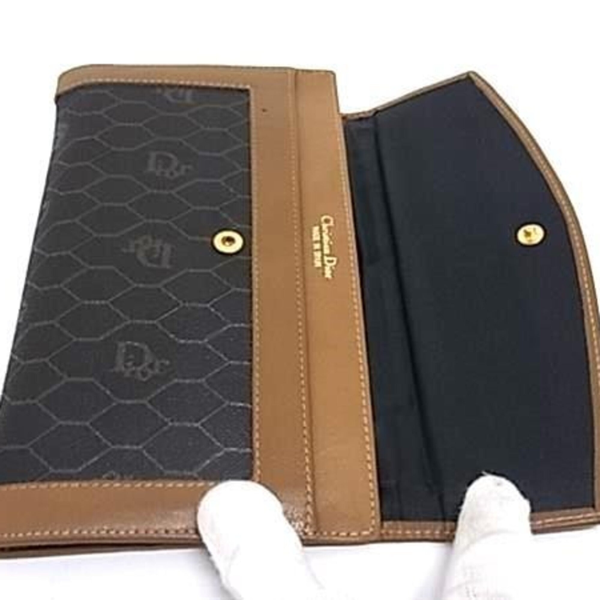 Christian Dior Brown Pvc Leather Long Wallet (Bi-Fold) (Pre-Owned)