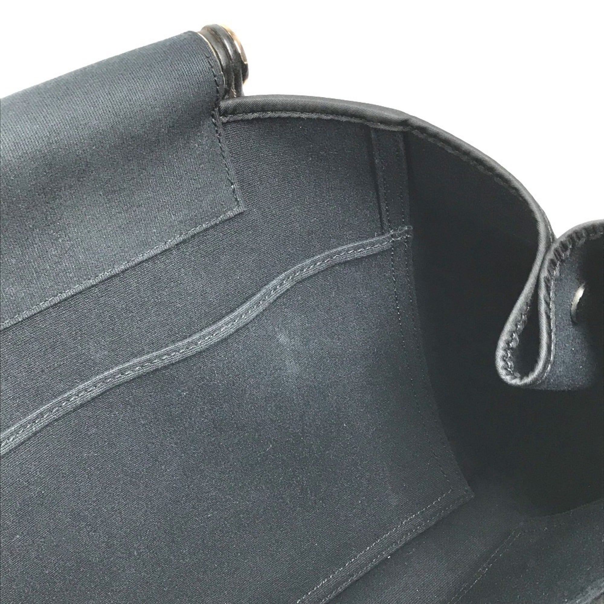 Hermes Dark Navy Leather Canvas Shoulder Bag Tote Bag (Pre-Owned)