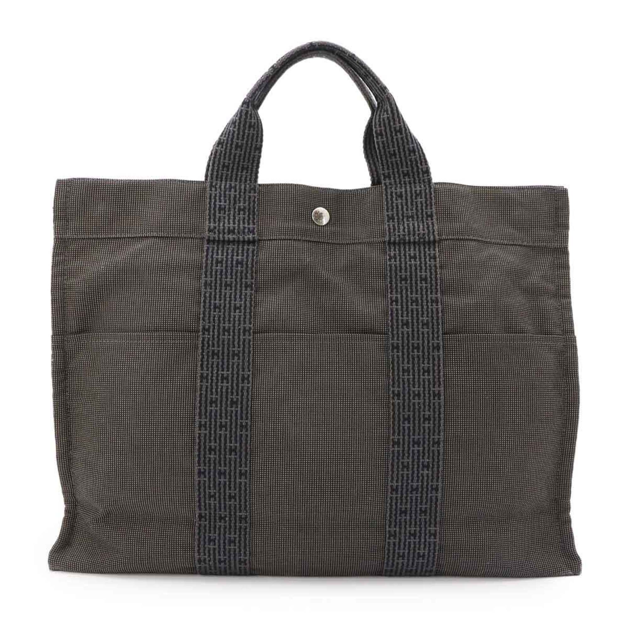 Hermes Gray Canvas Handbag Tote Bag (Pre-Owned)