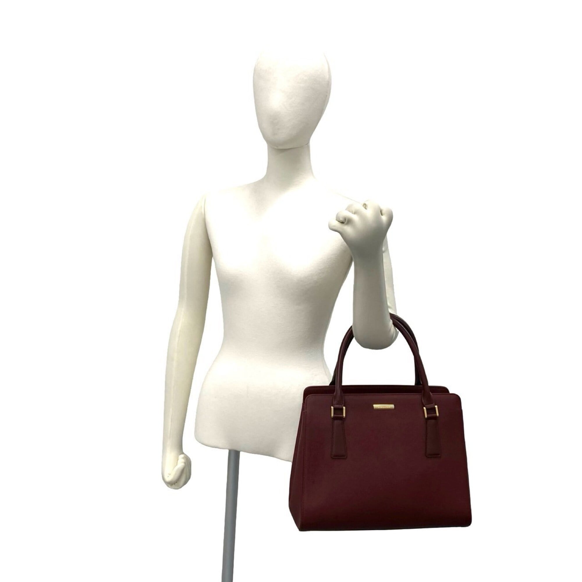 Burberry Red Color Leather Handbag Tote Bag (Pre-Owned)